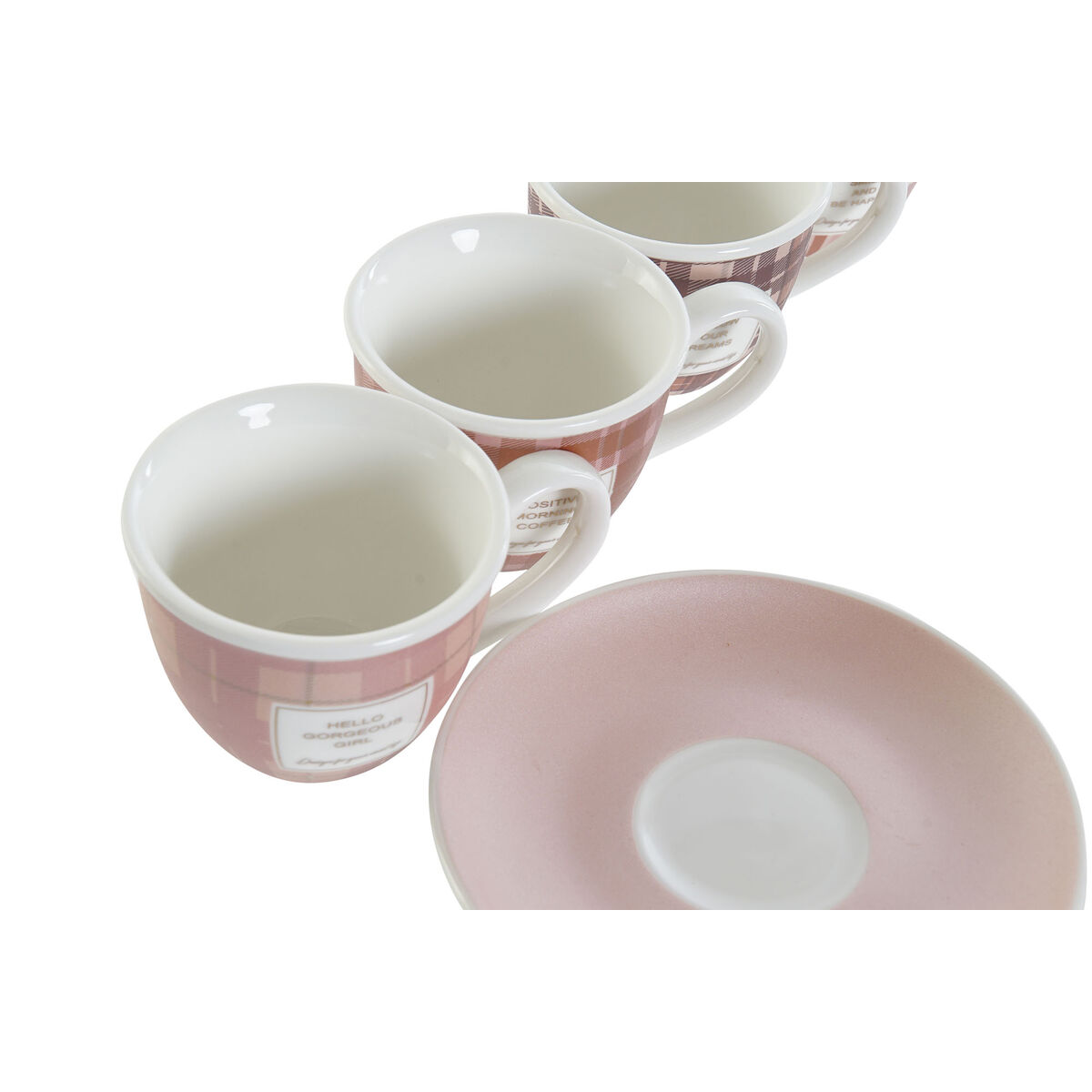 Набор из кофейных чашек DKD Home Decor Белый Коричневый Розовый 90 ml 4 Предметы-4