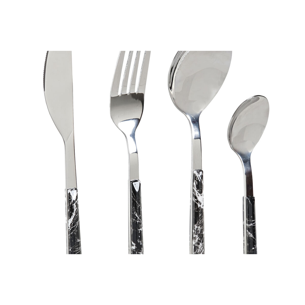 Столовые приборы DKD Home Decor Серебристый Чёрный Нержавеющая сталь 16 Предметы (16 pcs)-3