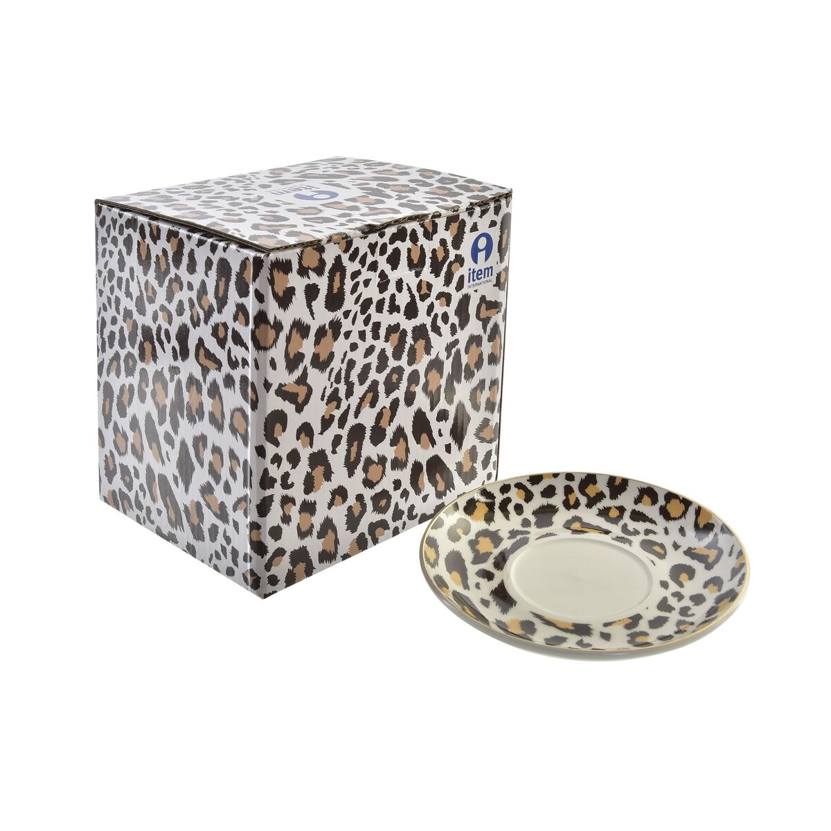 Шәйнек DKD Home Decor Леопард шыны фарфор қоңыр мөлдір ақ (2 дана)-3