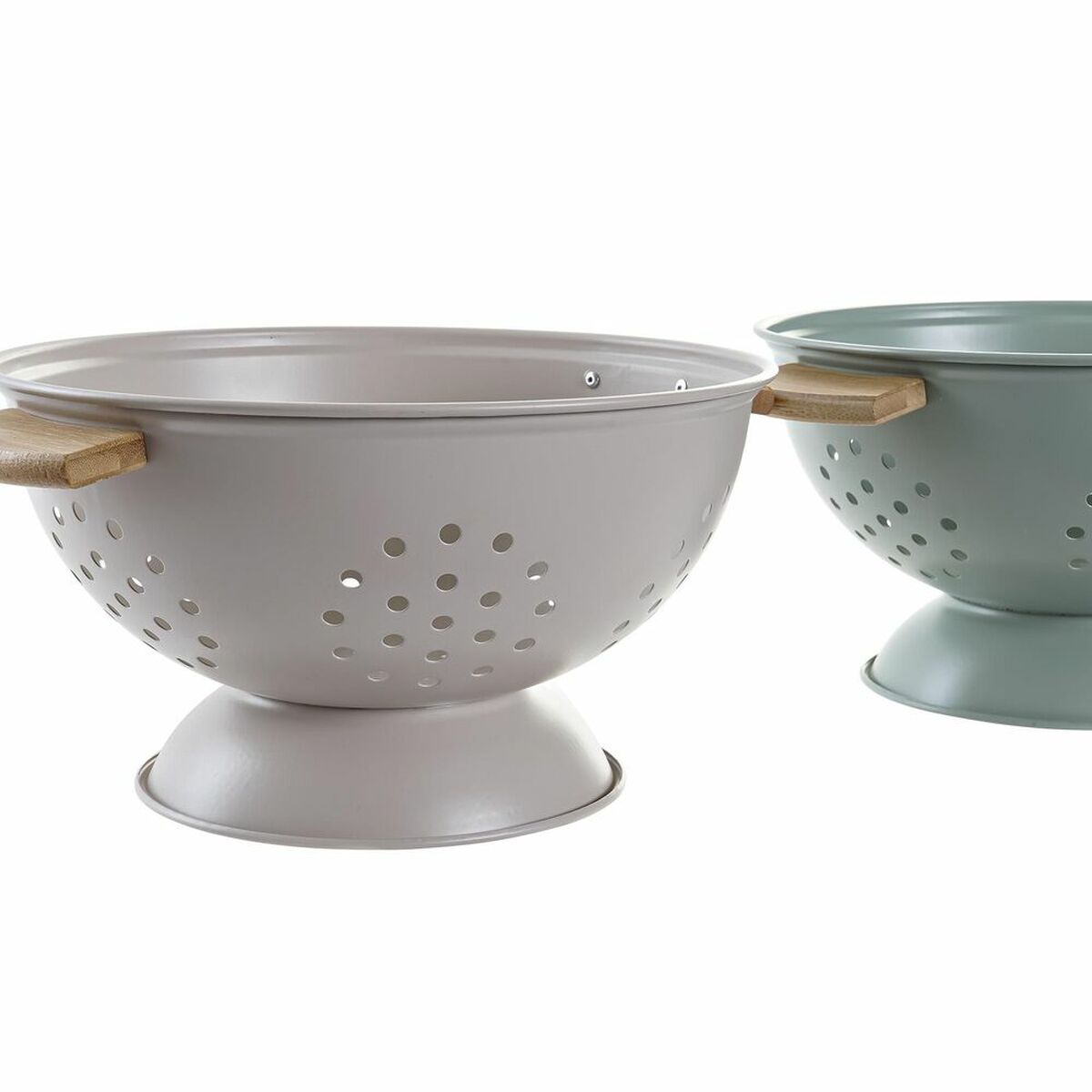 Colander Pasta DKD Home Decor Green Beige Metal Bamboo Stainless Steel 30 x 40 cm 30 x 24.5 x 14 cm (2 pieces)-3