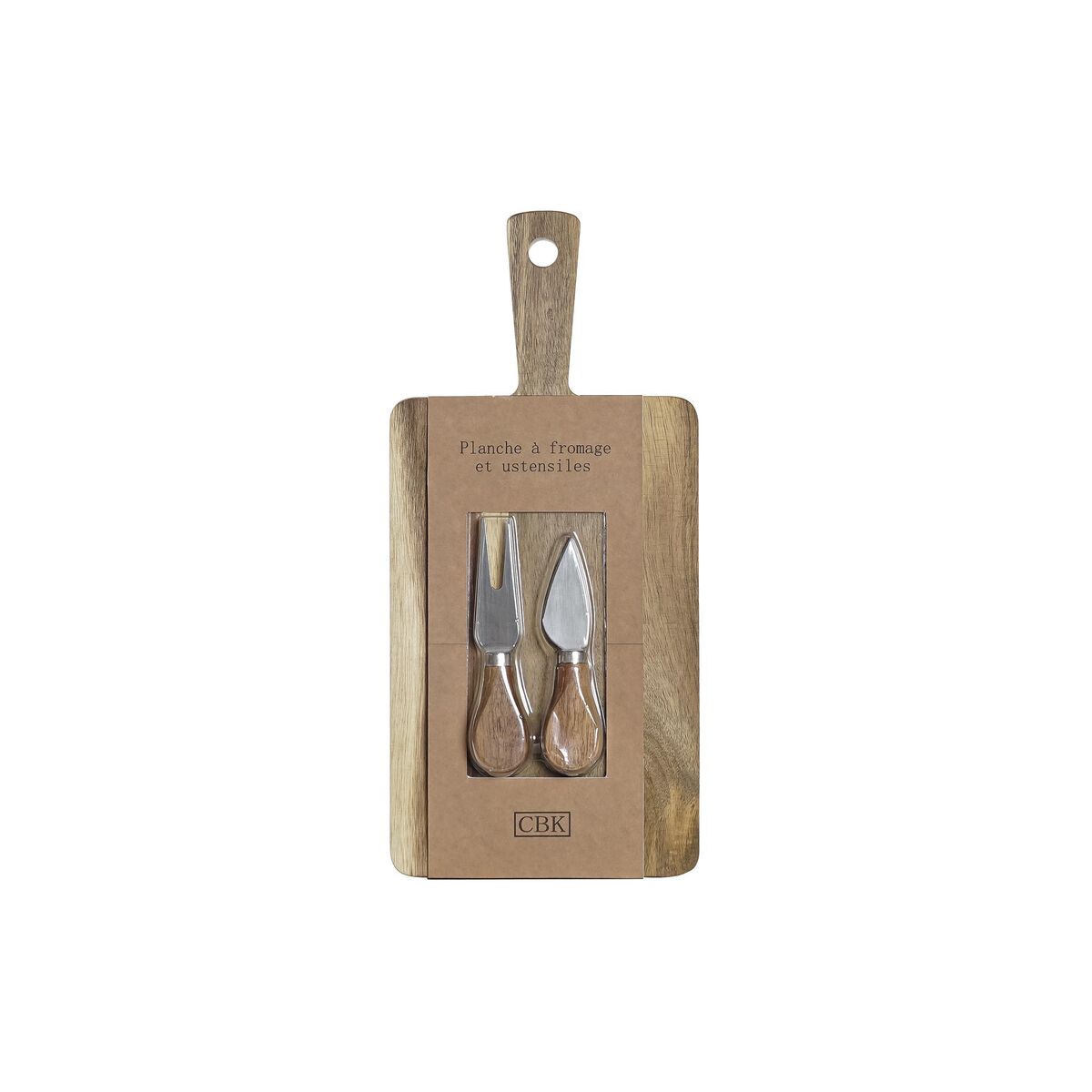 DKD Home Decor cutting board set 2 knives Stainless steel acacia wood 34 x 16 x 3.2 cm (2 pieces) (3 pcs)-3