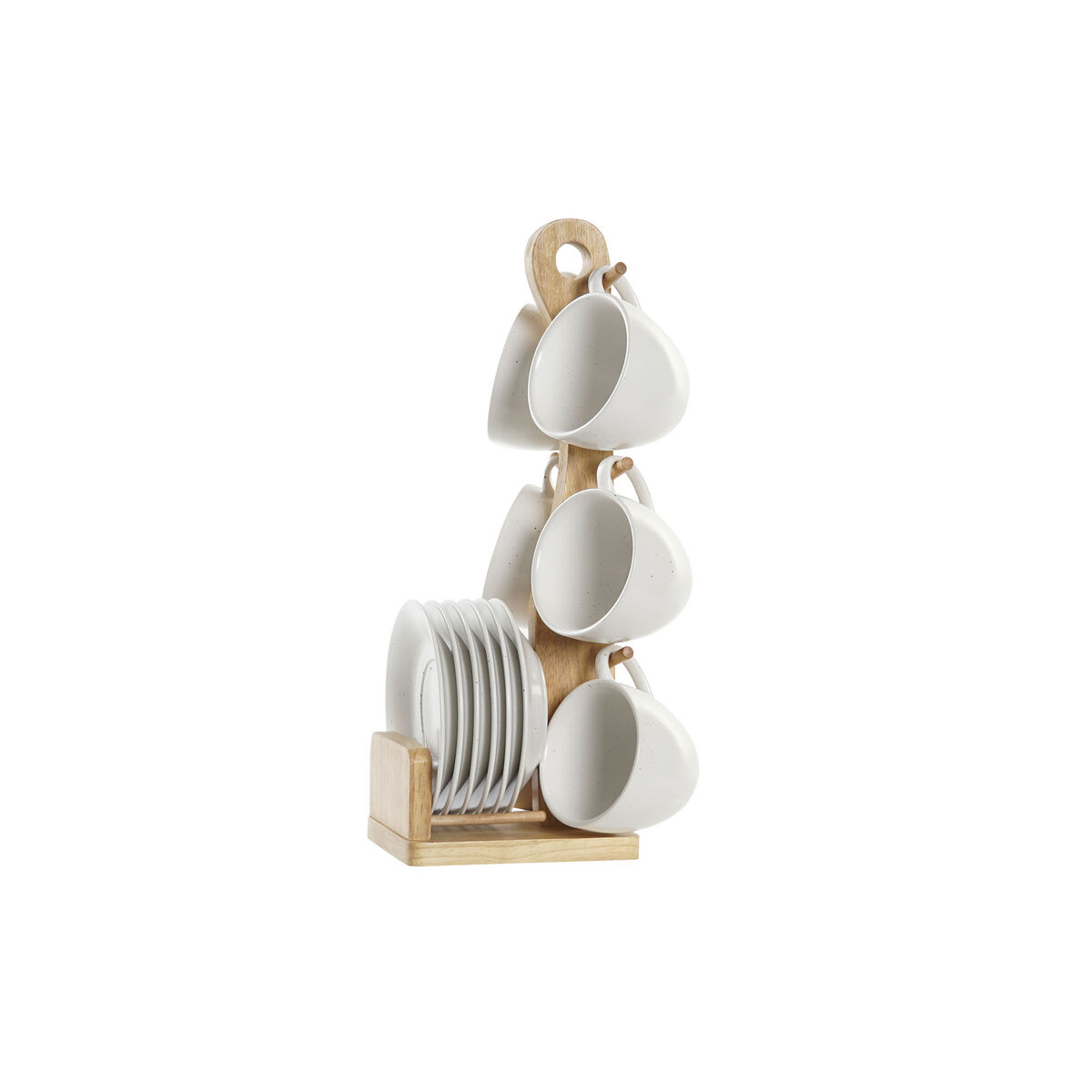 Набор из кофейных чашек DKD Home Decor Натуральный древесина каучукового дерева Белый Керамика 150 ml-2