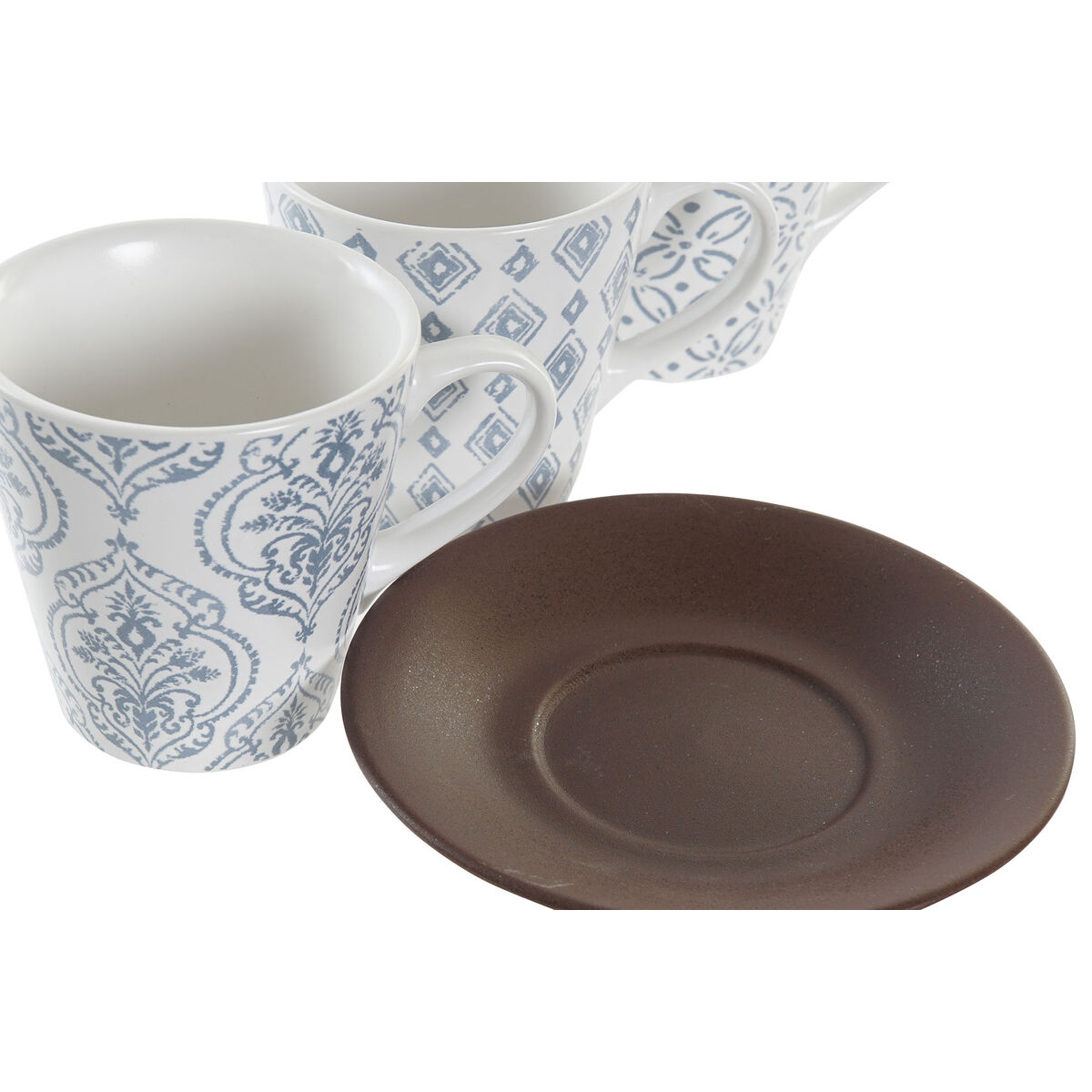 Набор из кофейных чашек DKD Home Decor Синий Коричневый древесина каучукового дерева Белый Керамика 150 ml-3
