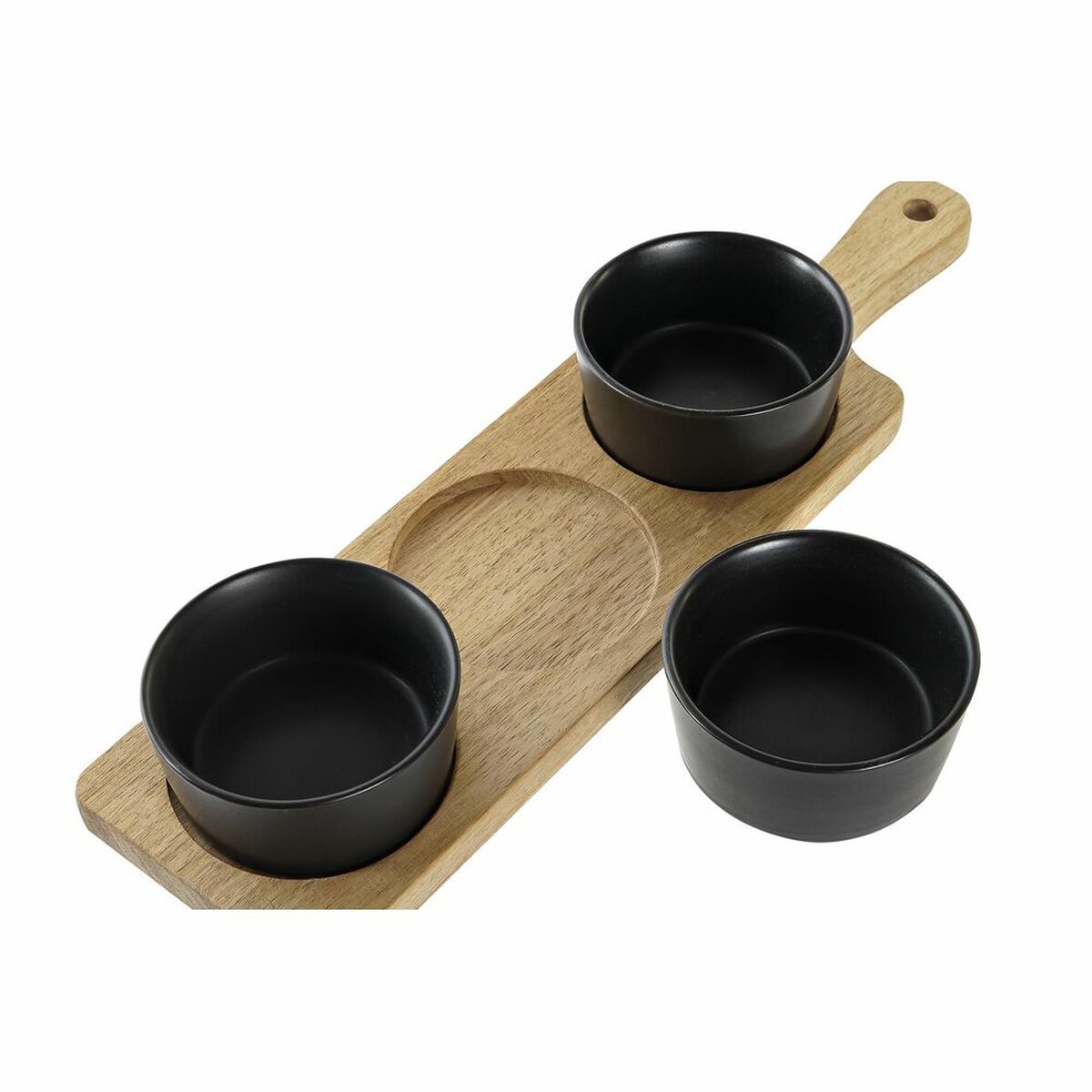 Snack tray DKD Home Decor Black Natural Acacia Wood Ceramics 38 x 10 x 5.2 cm-3