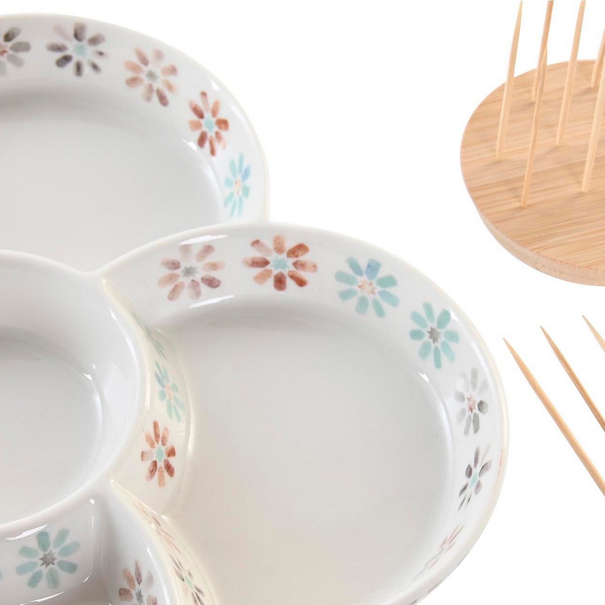 Snack tray DKD Home Decor Multi-coloured 22 x 22 x 3 cm Ceramics-2