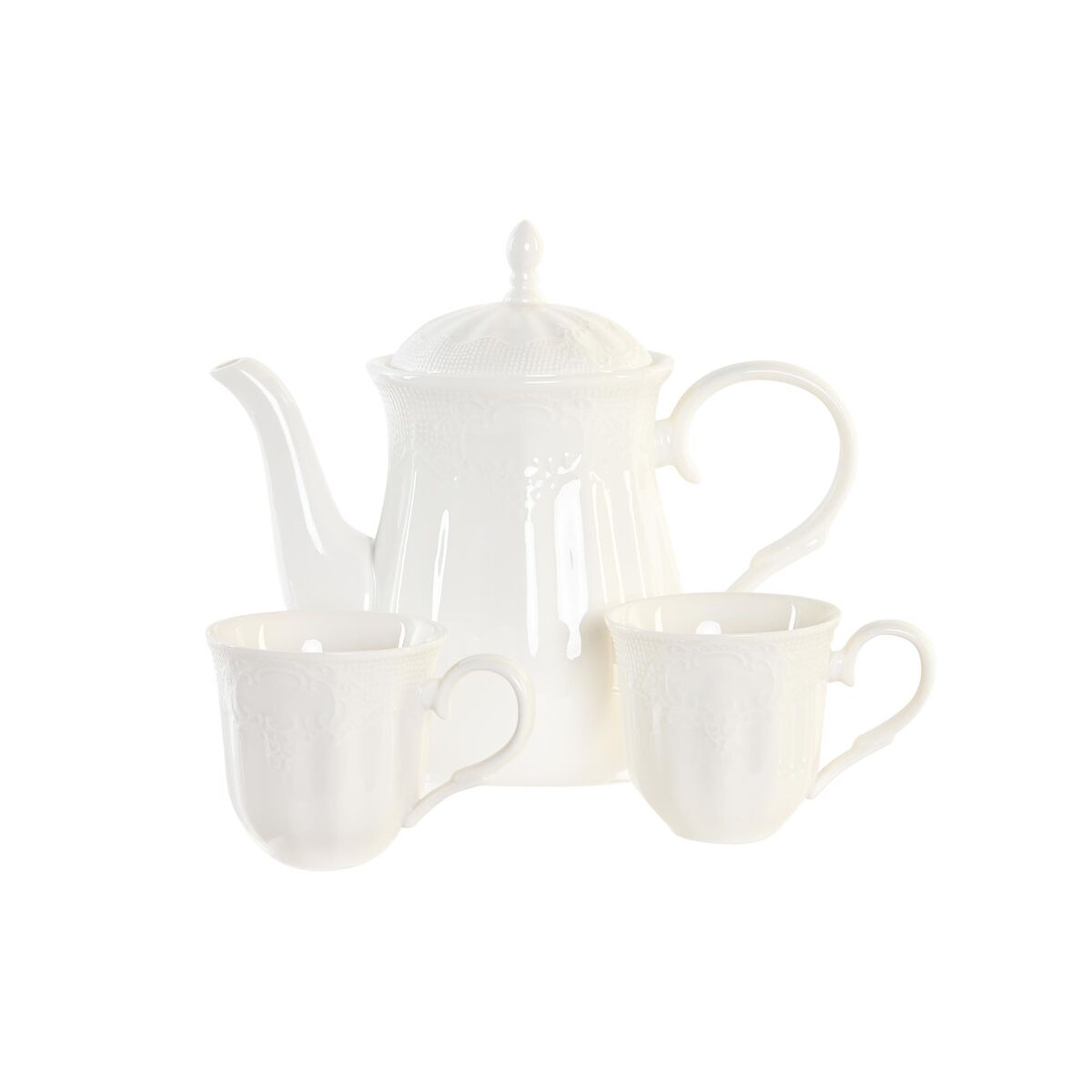 Набор из кофейных чашек DKD Home Decor Белый Натуральный Бамбук Фарфор-2