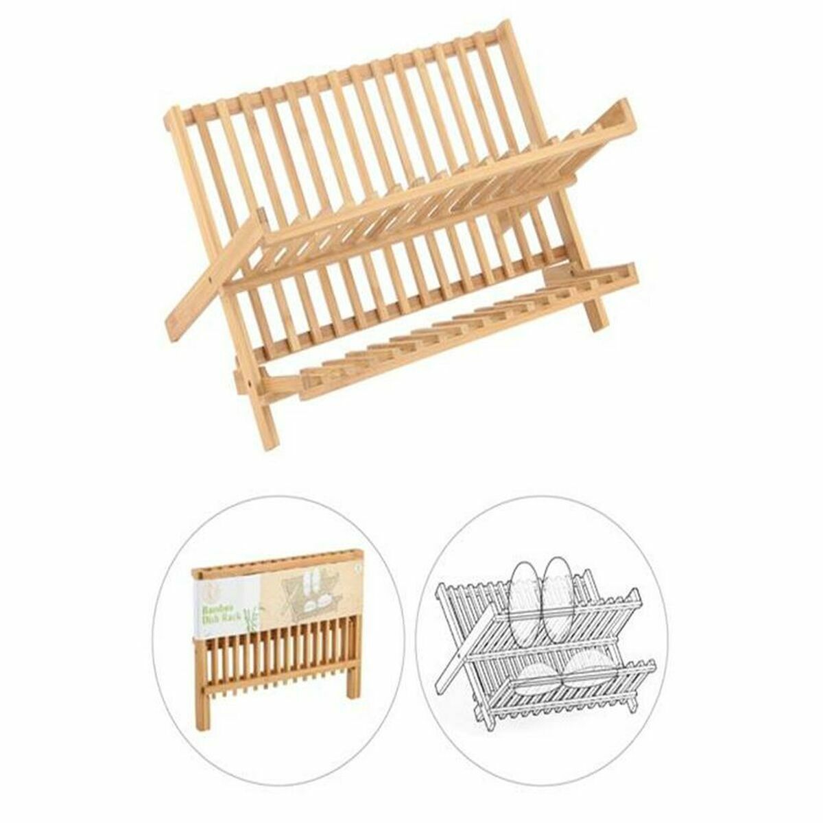 DKD Home Decor Folding Kitchen Dryer 42 x 27.5 x 38 cm Natural-3