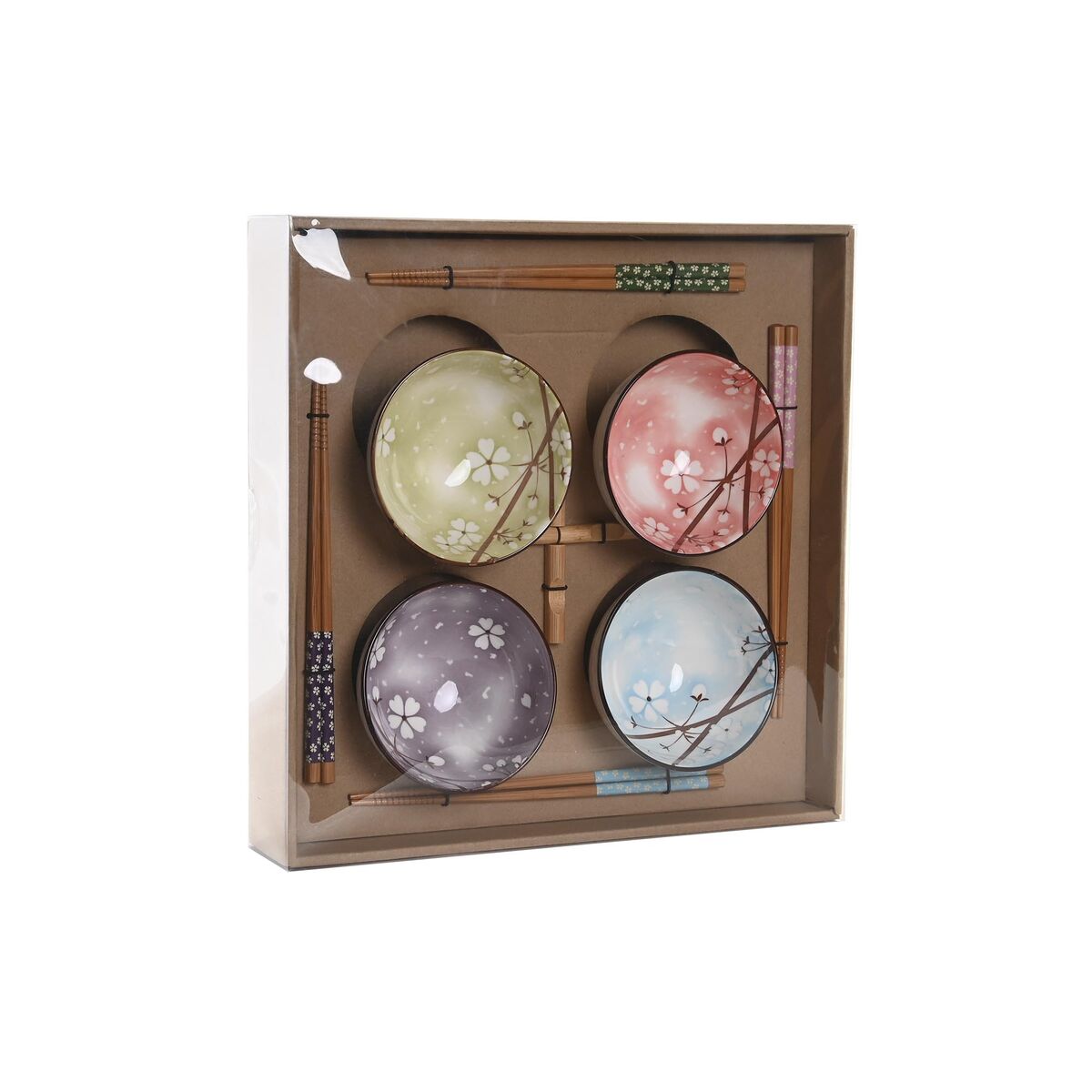 DKD Home Decor Sushi Set 34 x 34 x 6.5 cm Wood Multicolored Ceramic Oriental (12 pieces)-4