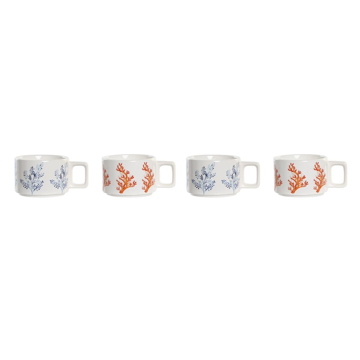 Набор из кофейных чашек DKD Home Decor Синий Фуксия Металл Dolomite Коралл 260 ml 4 Предметы-2