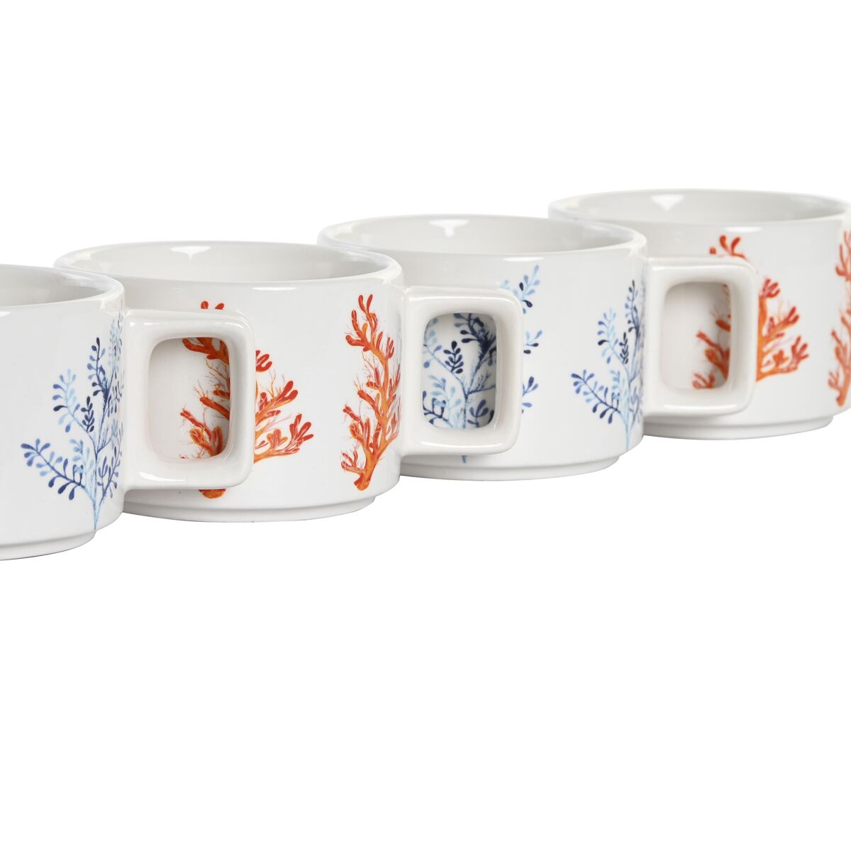 Набор из кофейных чашек DKD Home Decor Синий Фуксия Металл Dolomite Коралл 260 ml 4 Предметы-3