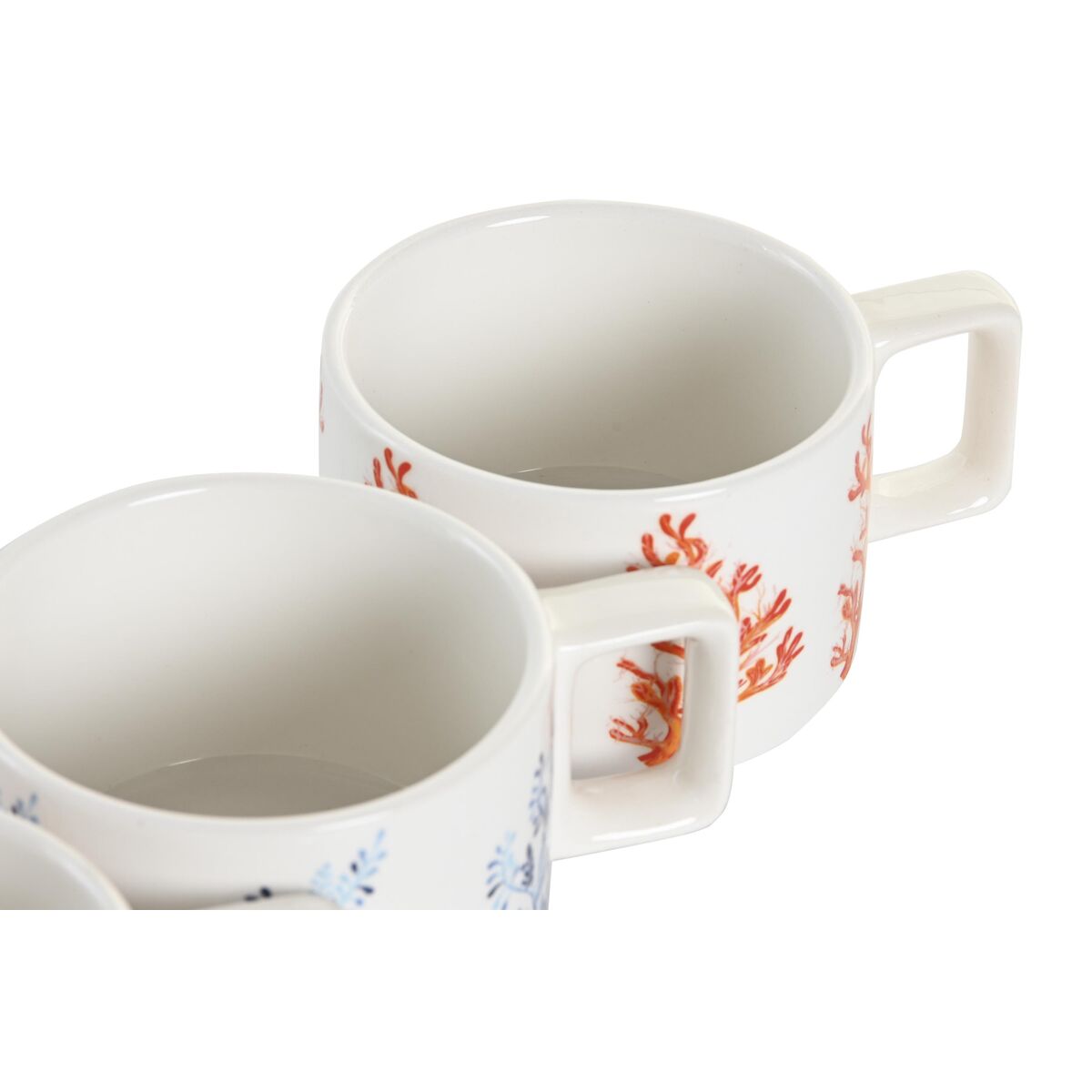 Набор из кофейных чашек DKD Home Decor Синий Фуксия Металл Dolomite Коралл 260 ml 4 Предметы-4