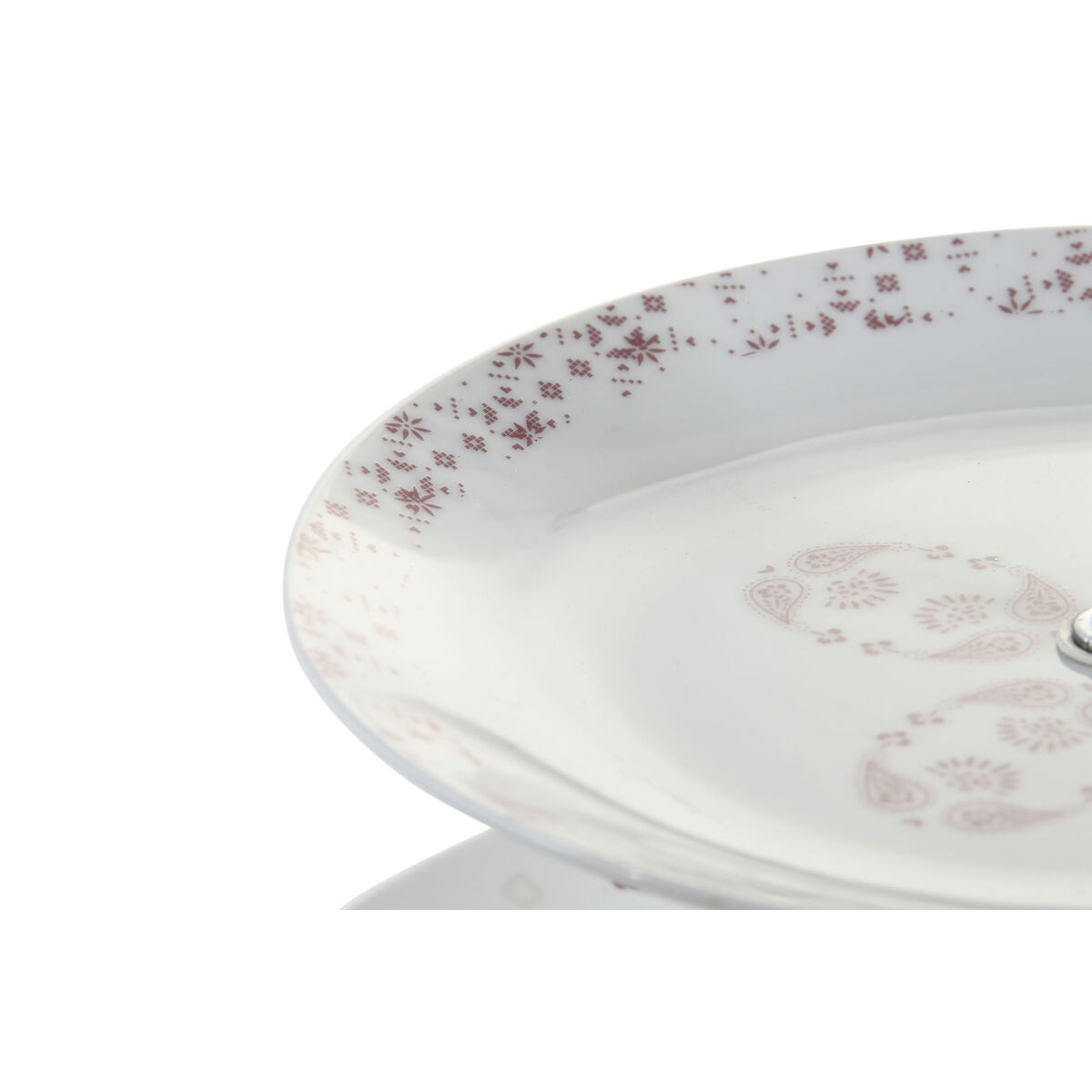 Fruit Bowl DKD Home Decor 27 x 27 x 34 cm Porcelain Pink Metal White-2