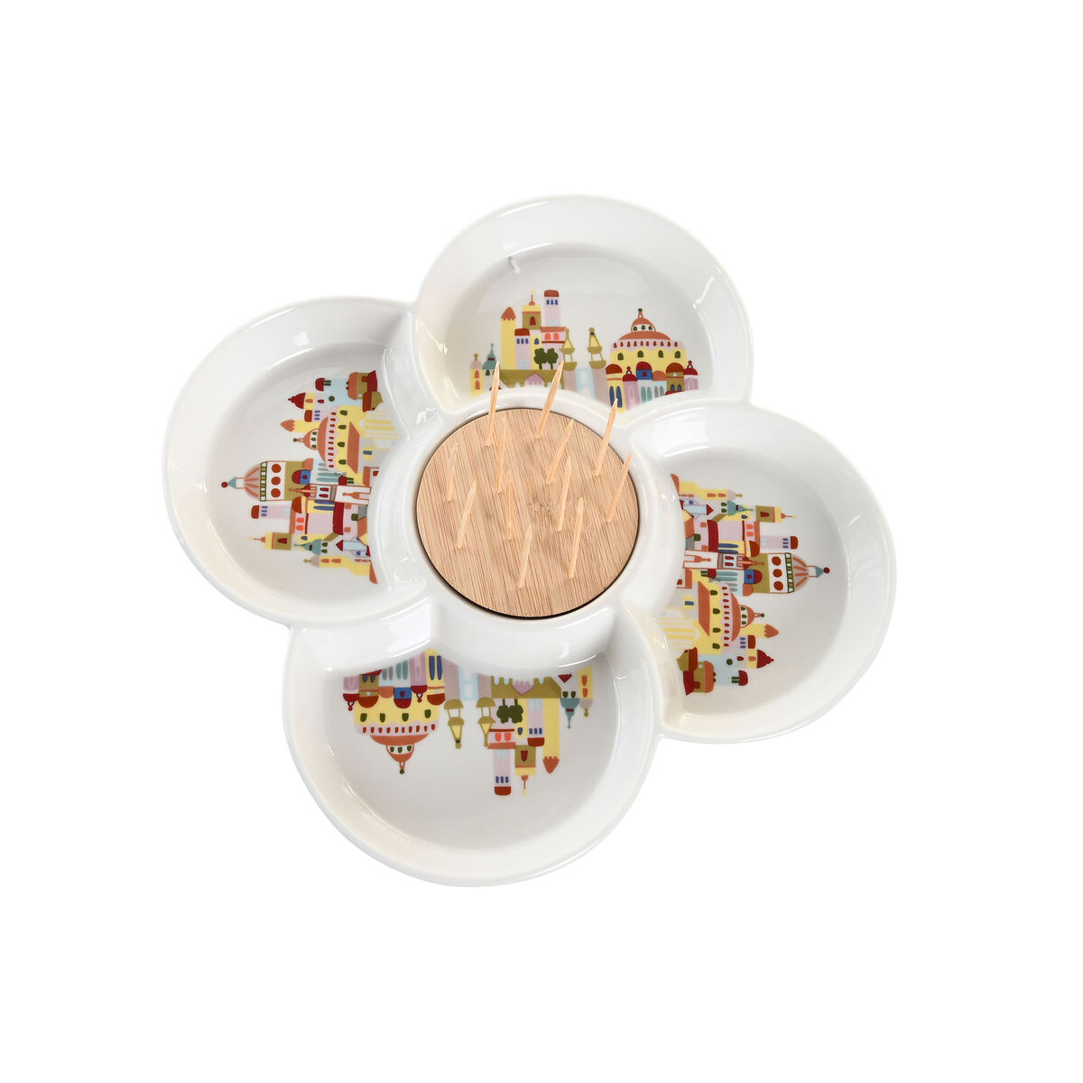 Aperitif Kit DKD Home Decor Natural Red Multicolored Ceramics 22 x 22 x 7 cm Cottage Houses-3