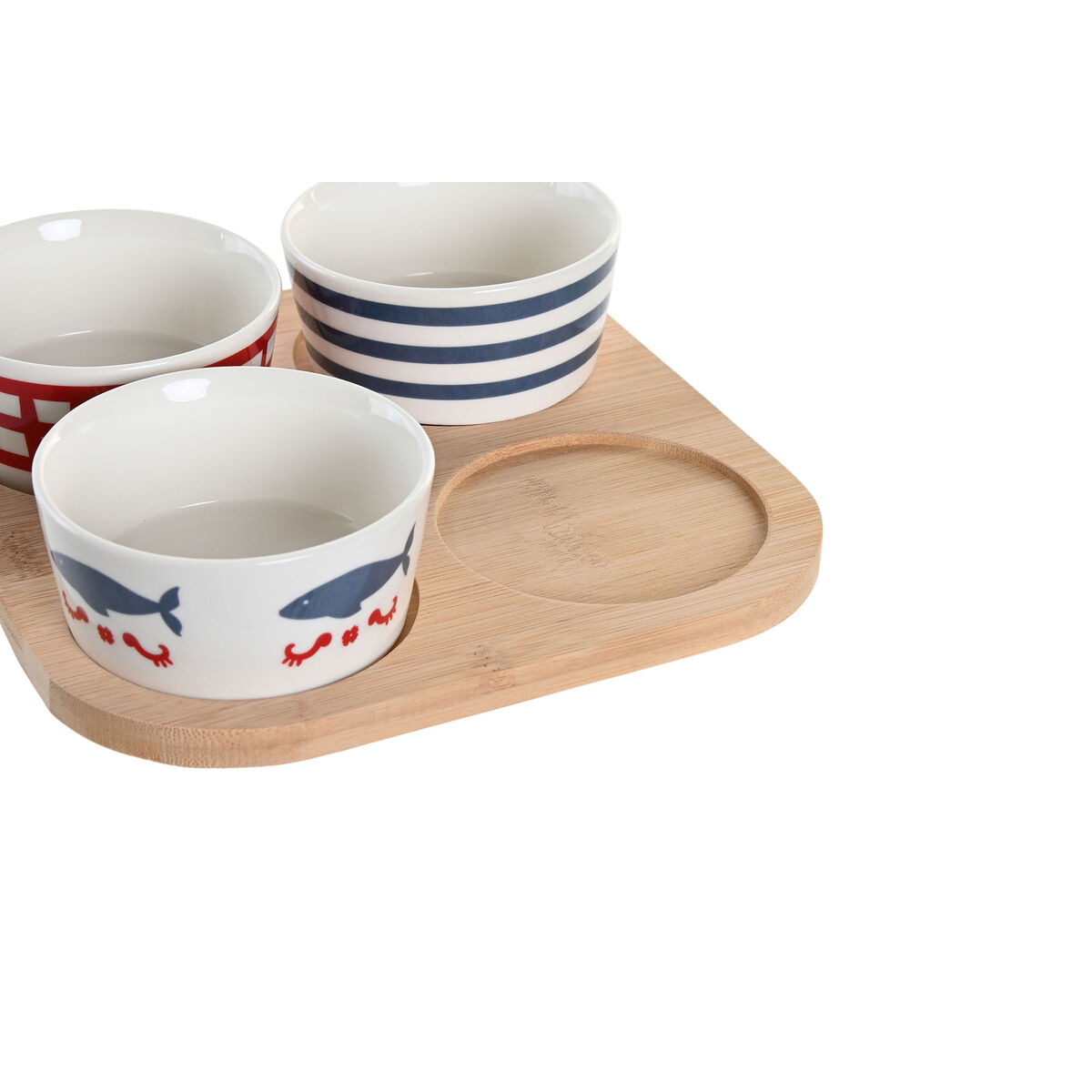 DKD Home Decor Aperitif Kit 19.7 x 19.7 x 1 cm Natural Red Blue White Ceramics Mediterranean Home-2