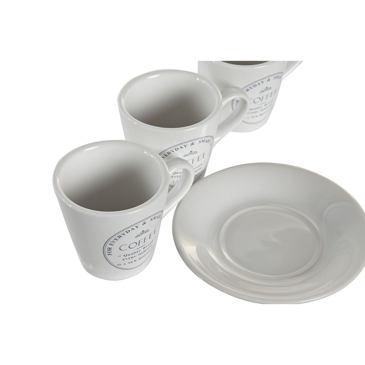 Набор чашек с блюдцами DKD Home Decor Белый Металл Керамика 90 ml 8 x 6 x 6 cm 11 x 11 x 2 cm-3