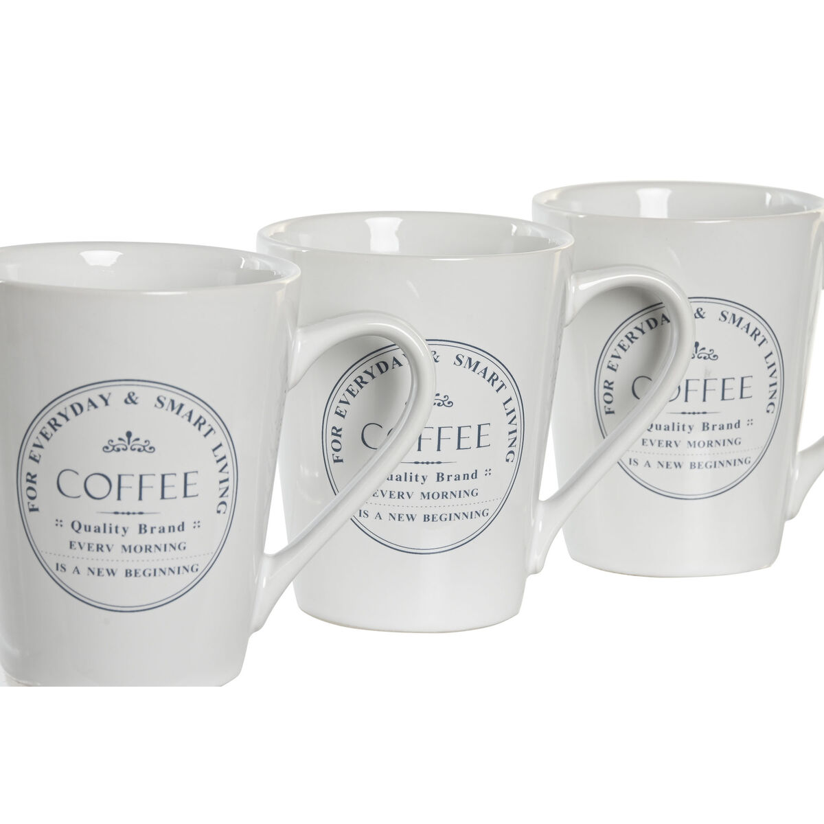 Набор чашек с блюдцами DKD Home Decor Белый Металл Керамика 300 ml 14 x 14 x 31 cm 12,5 x 9,5 x 10,5 cm (5 Предметы)-2