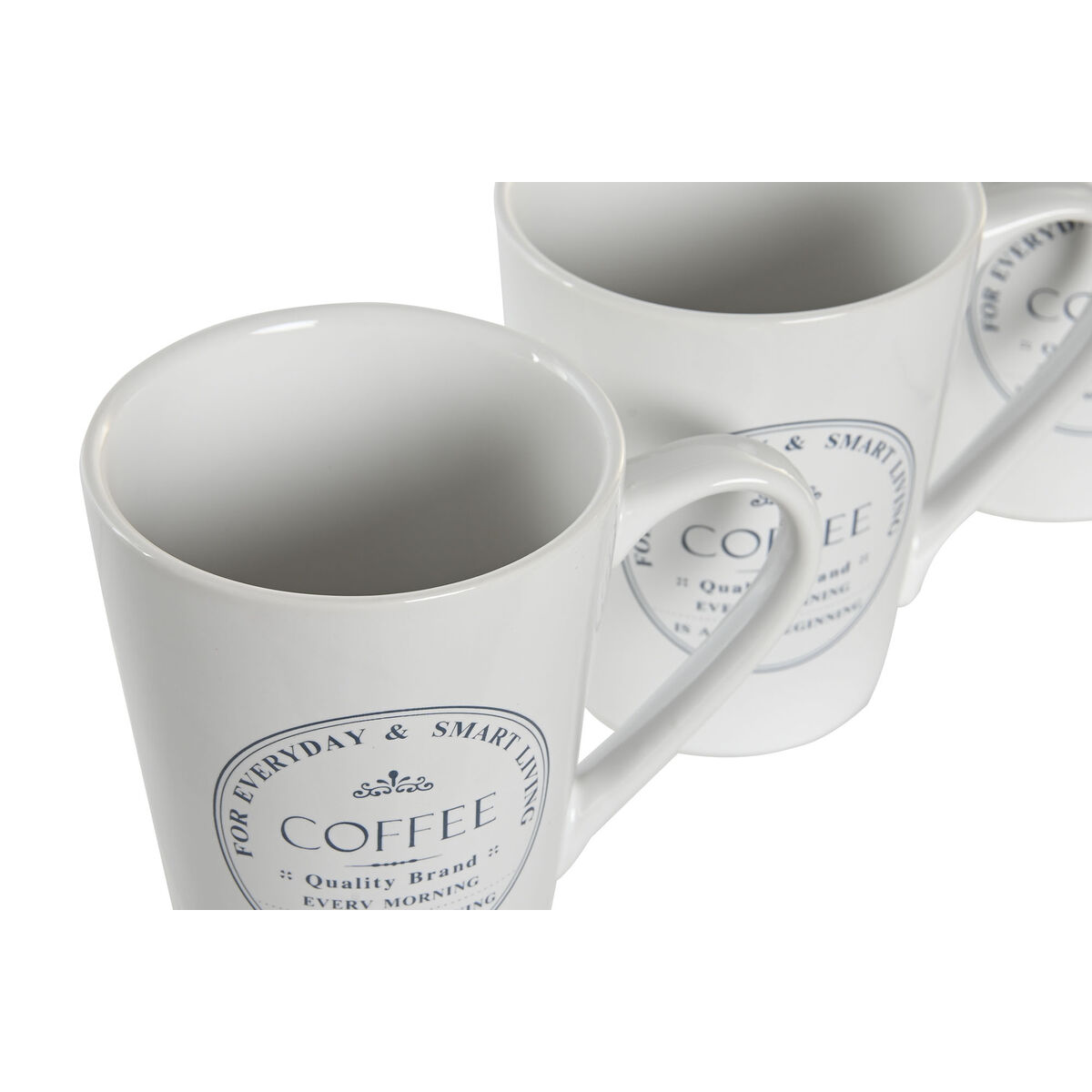 Набор чашек с блюдцами DKD Home Decor Белый Металл Керамика 300 ml 14 x 14 x 31 cm 12,5 x 9,5 x 10,5 cm (5 Предметы)-3