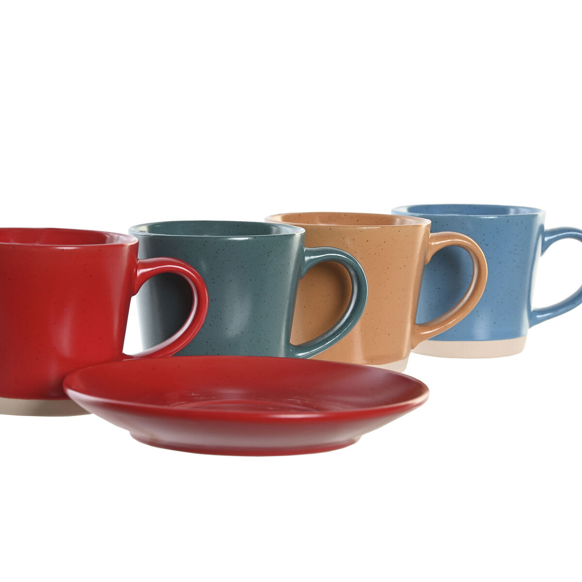 Набор чашек с блюдцами DKD Home Decor Жёлтый Синий Красный Зеленый Керамика 180 ml 14 x 14 x 2 cm-2