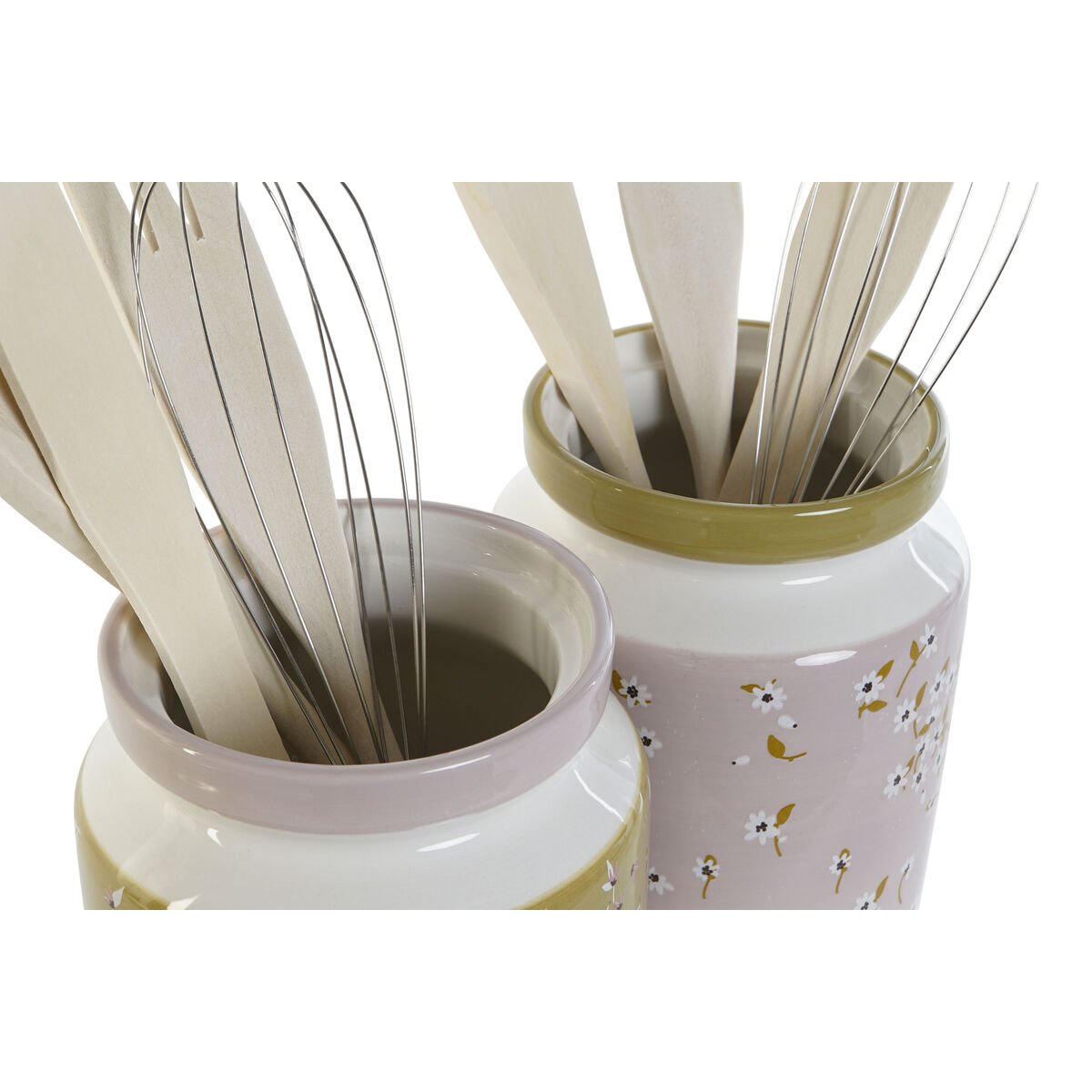 Горшок для кухонной утвари DKD Home Decor Зеленый Лиловый Металл Деревянный MDF 12 x 12 x 25 cm (2 штук)-3