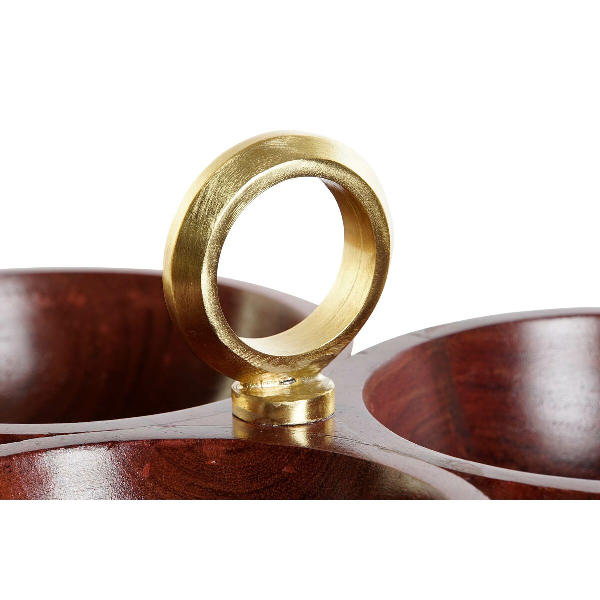 Dish Home ESPRIT Brown Gold Plated Aluminum Acacia Wood 26 x 26 x 13 cm-3