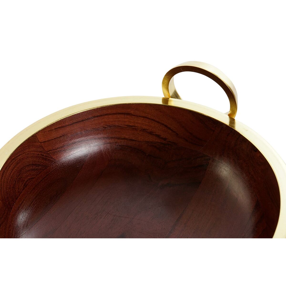 Салатниця Home ESPRIT Коричневий Позолочений Алюміній деревина акації 28 x 26 x 12 cm-3