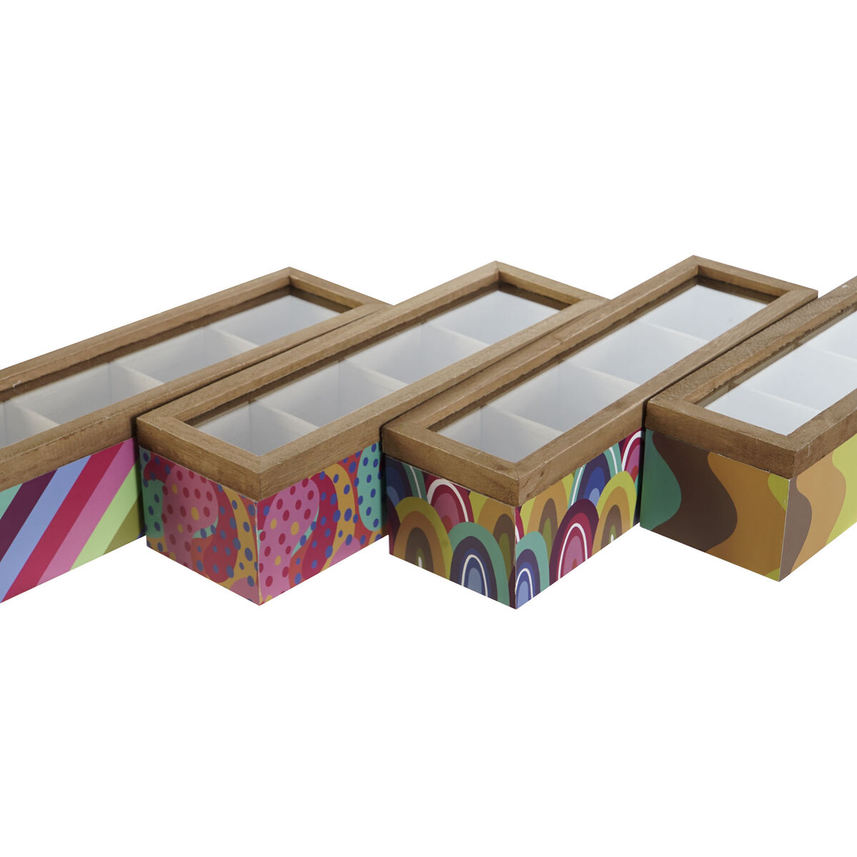 Tea box DKD Home Decor White Multi-colored Wooden MDF (4 pieces)-2