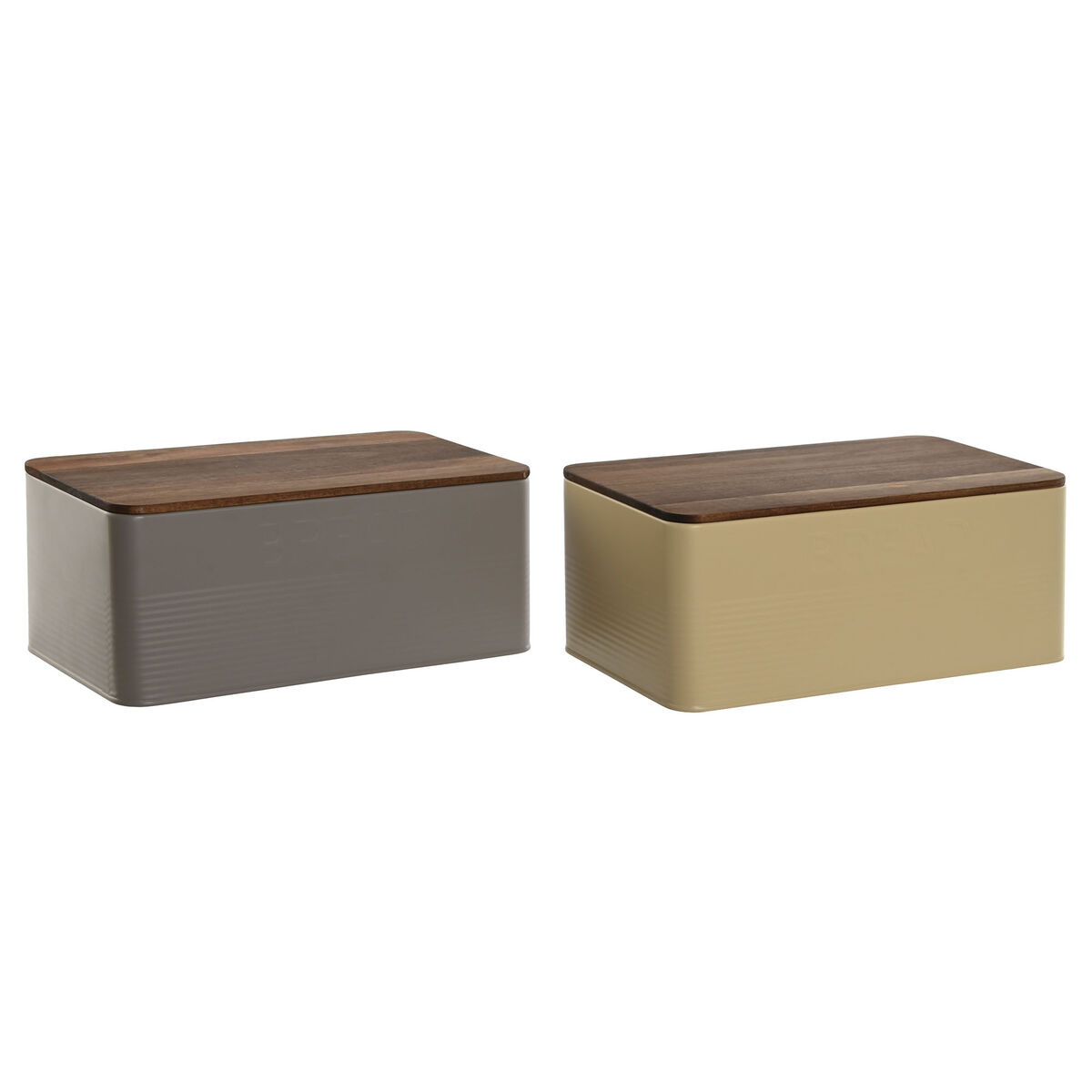 Home ESPRIT Beige Grey Metal Acacia Wood 33 x 18 x 12 cm (2 pieces)-2