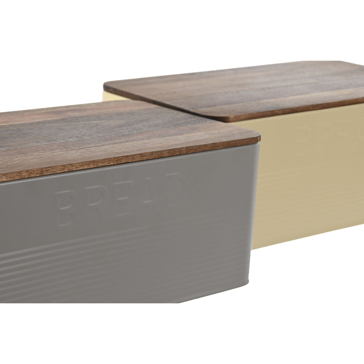 Home ESPRIT Beige Grey Metal Acacia Wood 33 x 18 x 12 cm (2 pieces)-3