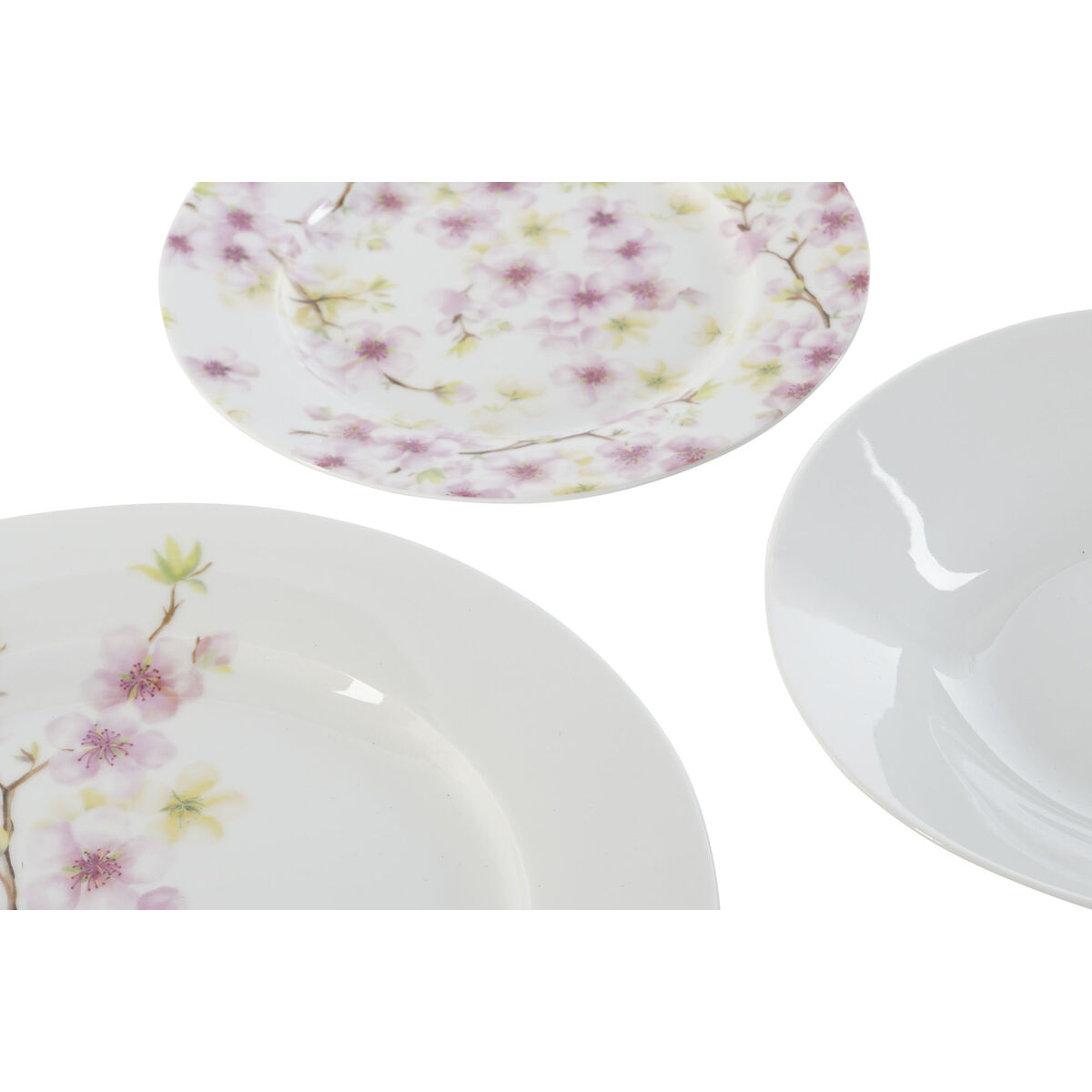 Home ESPRIT White Green Pink China Set 18 Items 27 x 27 x 2 cm-2