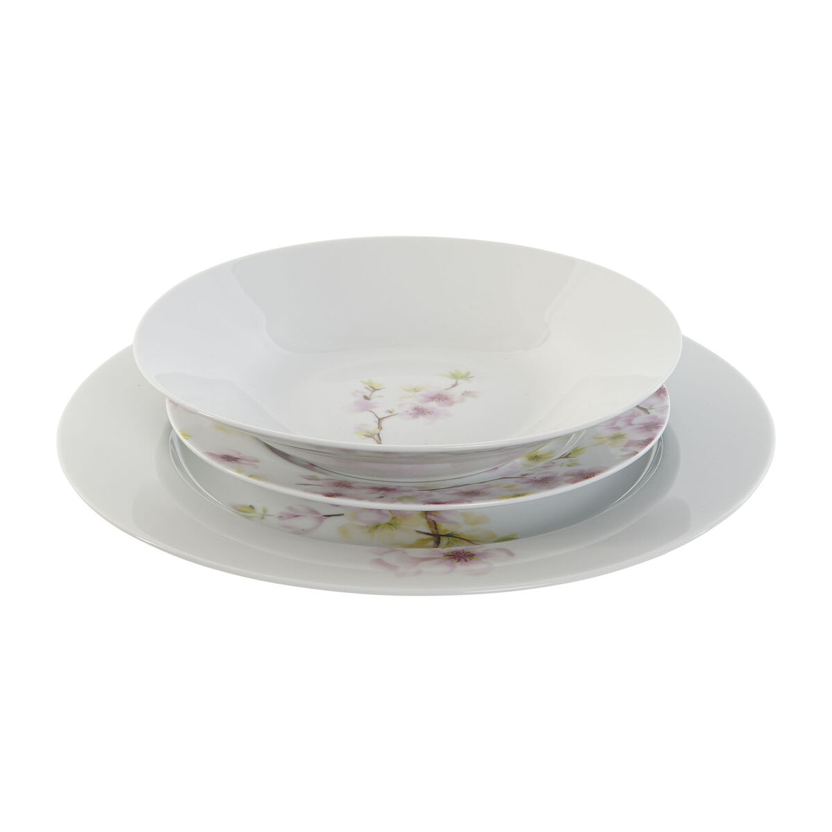 Home ESPRIT White Green Pink China Set 18 Items 27 x 27 x 2 cm-4