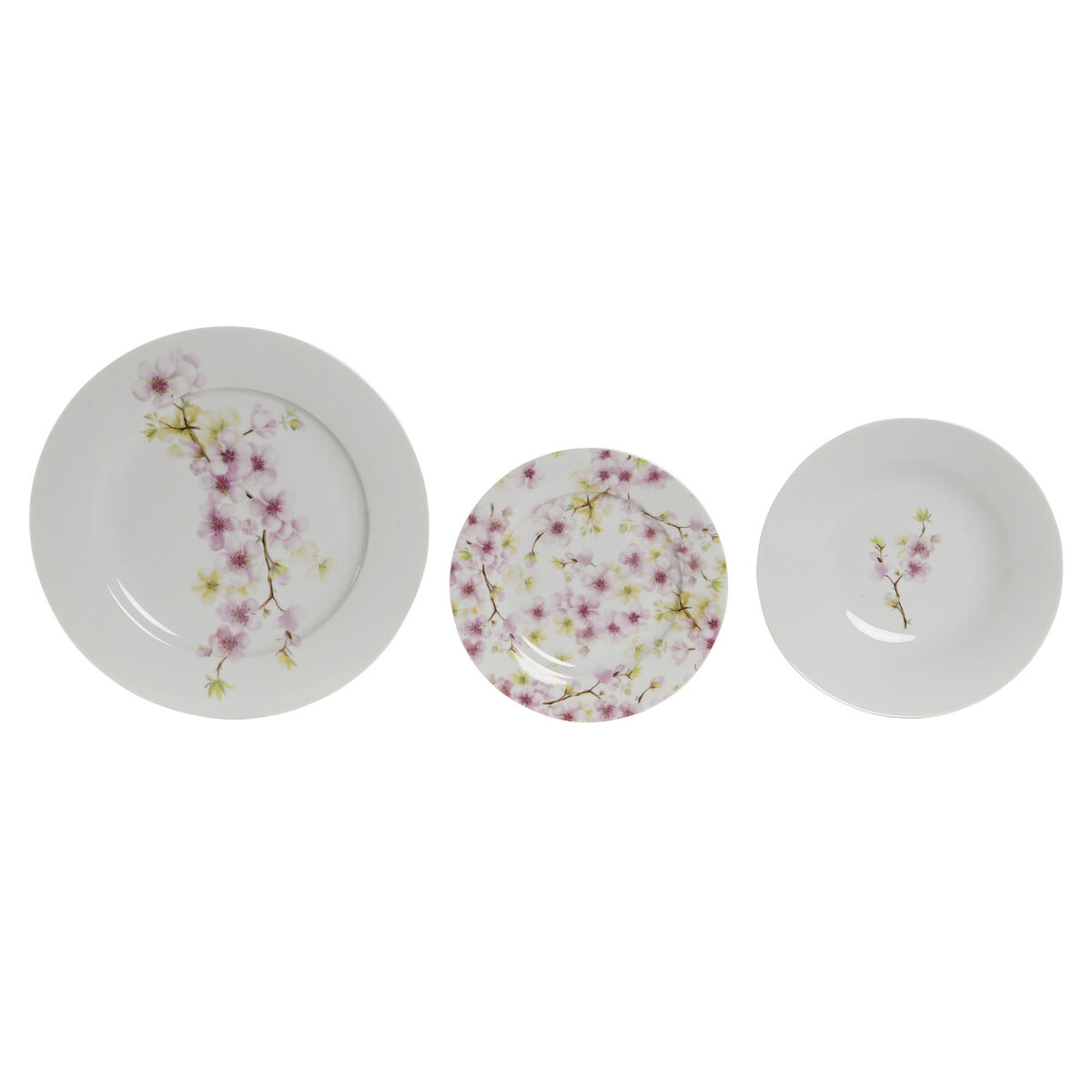 Home ESPRIT White Green Pink China Set 18 Items 27 x 27 x 2 cm-5