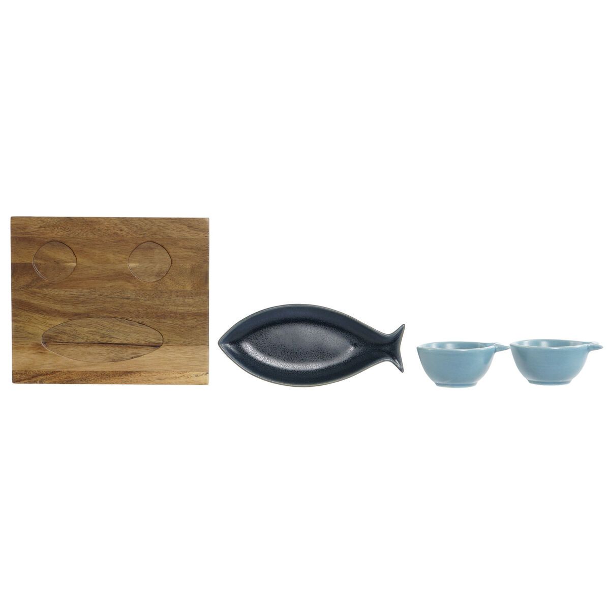 Home ESPRIT Blue Sky Blue China Acacia Wood Dish 19. 5 x 16. 5 x 1. 3 ס 