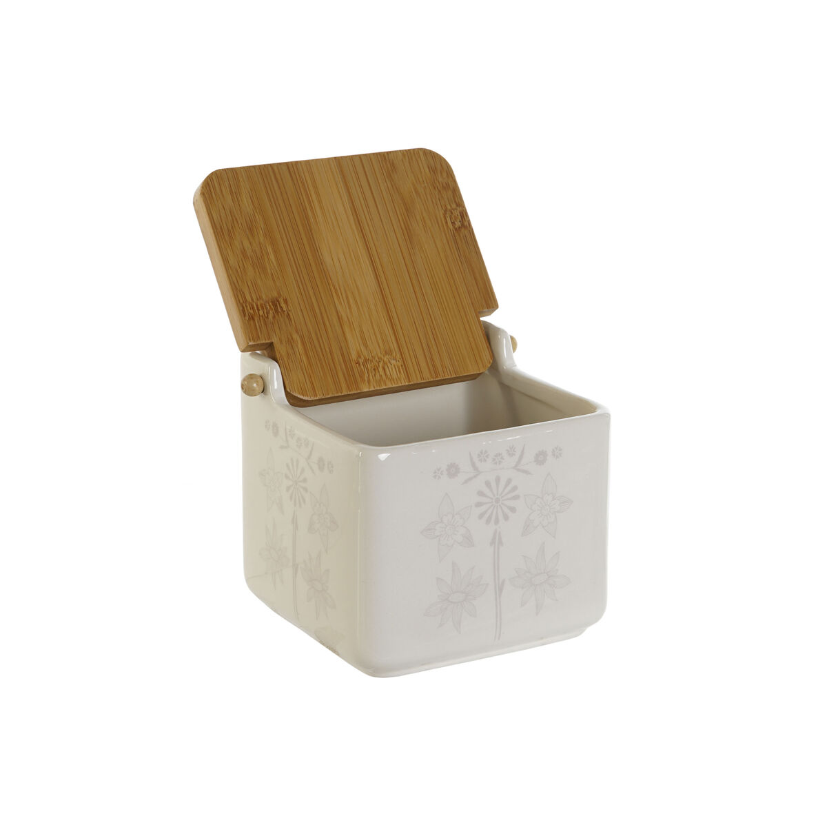 Salt shaker with lid DKD Home Decor Blue White Green Purple Bamboo Scandi 750 ml 14 x 12.5 x 12 cm (3 pieces)-4