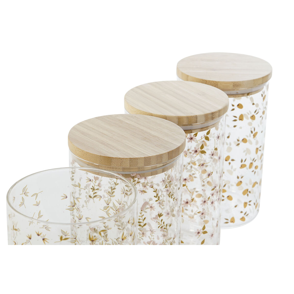 قارب DKD Home Decor Bamboo Borosilicate Class Shabby Chic 1 L 10 × 10 × 17 سم (4 قطع)-2