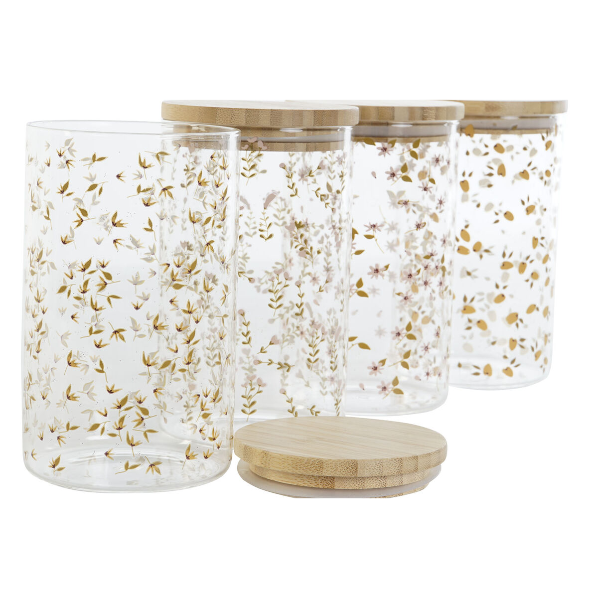 قارب DKD Home Decor Bamboo Borosilicate Class Shabby Chic 1 L 10 × 10 × 17 سم (4 قطع)-3