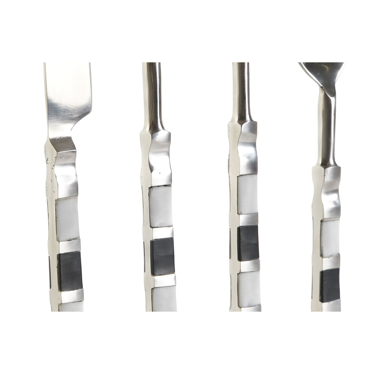 Столовые приборы DKD Home Decor Чёрный Серебристый Смола Нержавеющая сталь 4,5 x 1,5 x 22 cm 16 Предметы-2