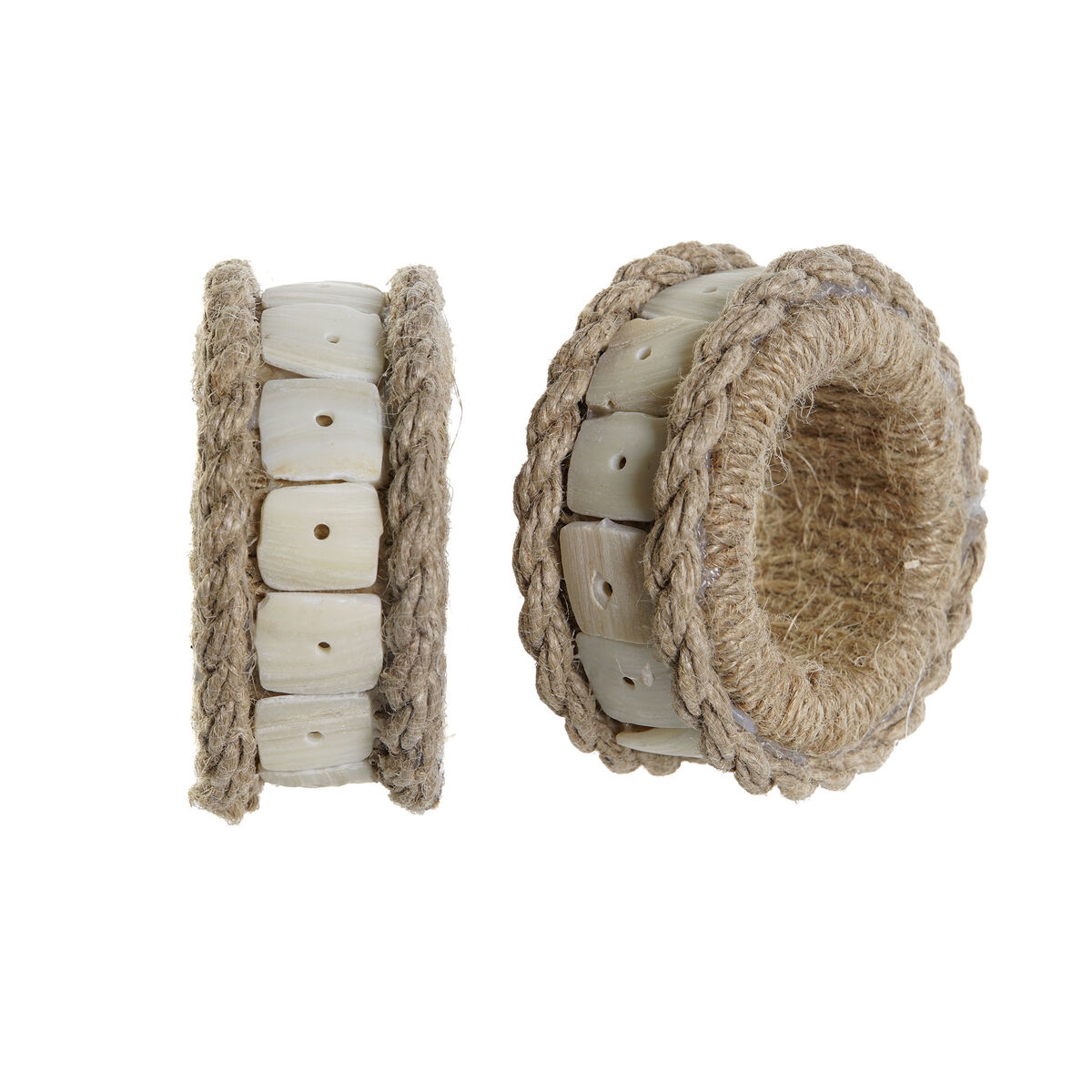 Ring for napkin DKD Home Decor Natural Jute Resin Aluminum 6 x 3 x 6 cm 4 Items-3