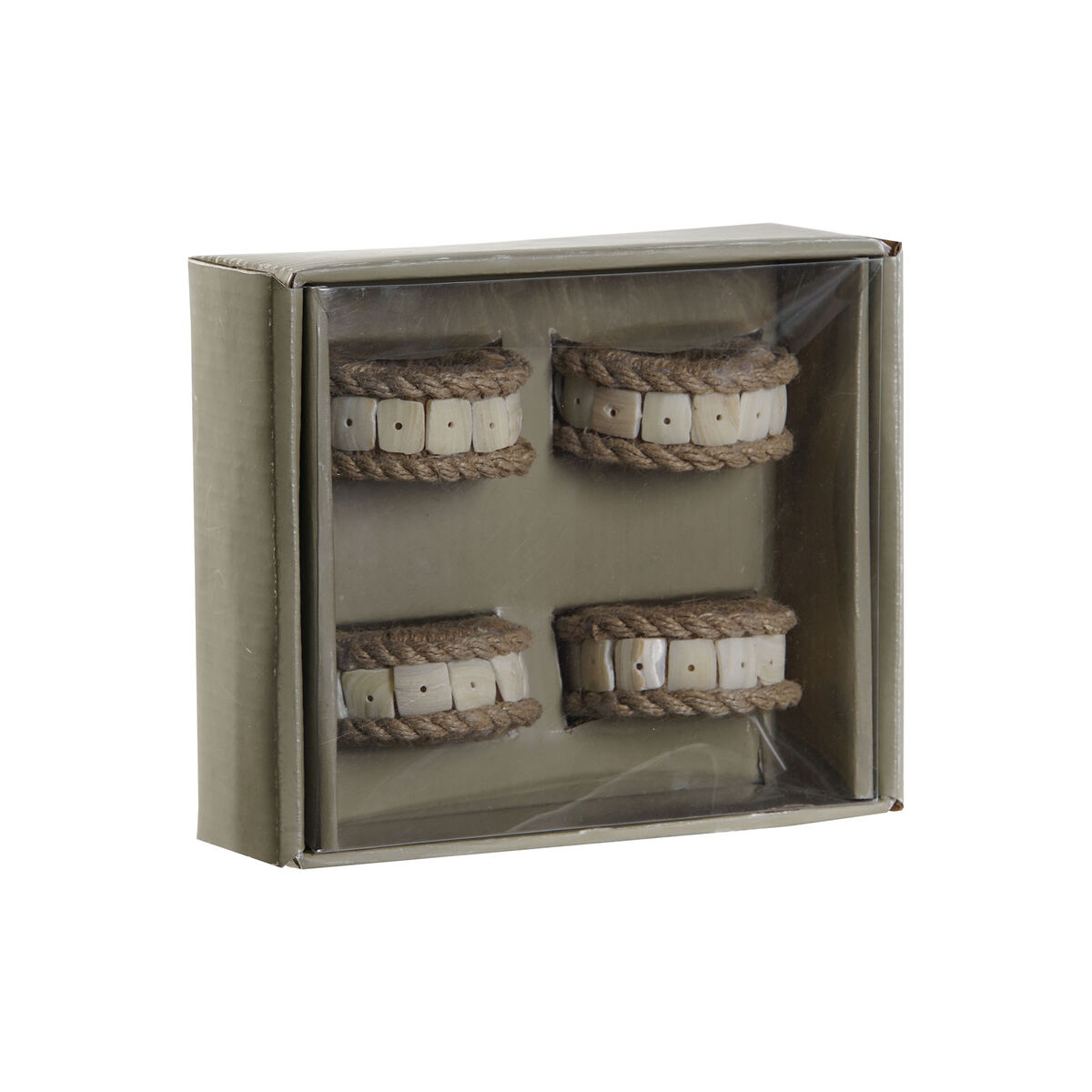 Ring for napkin DKD Home Decor Natural Jute Resin Aluminum 6 x 3 x 6 cm 4 Items-4