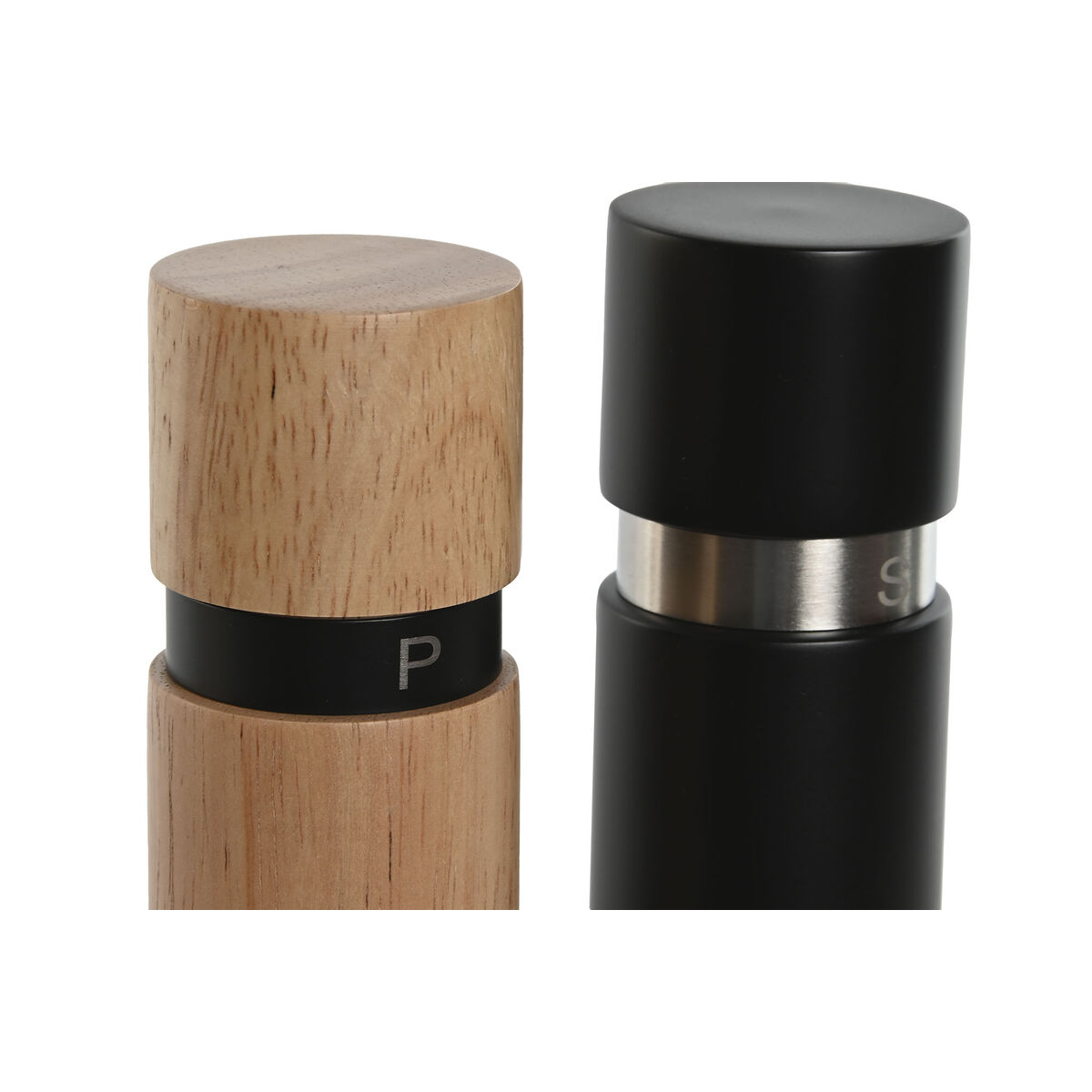 Salt and Pepper Pan Home ESPRIT Black Natural Stainless Steel Rubber Wood 14 x 7 x 16.5 cm-2