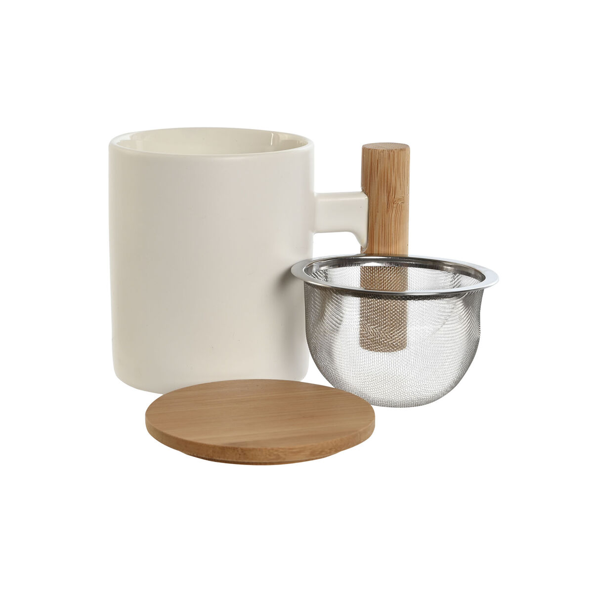 Чашка с заварочным фильтром Home ESPRIT Белый Нержавеющая сталь Фарфор 360 ml-2