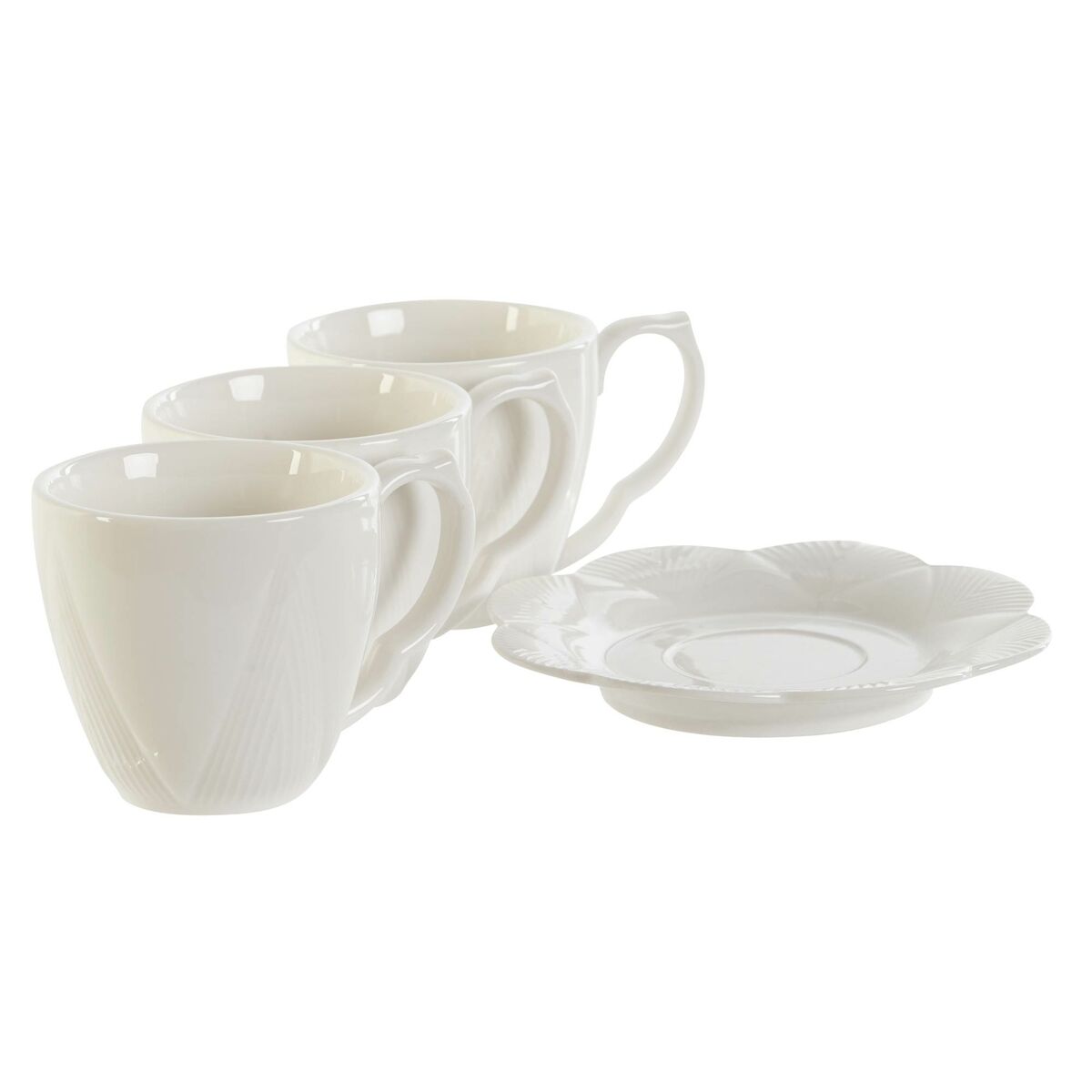 Набор чашек с блюдцами DKD Home Decor Белый Натуральный Бамбук Фарфор 90 ml 24 x 11,5 x 24 cm-3