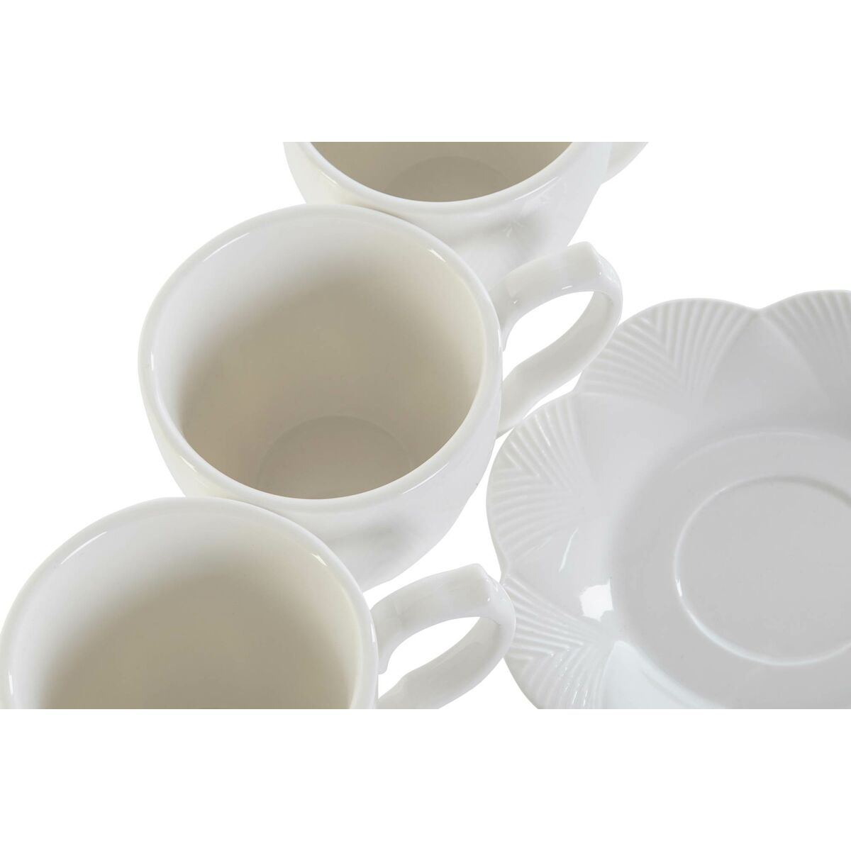 Набор чашек с блюдцами DKD Home Decor Белый Натуральный Бамбук Фарфор 90 ml 24 x 11,5 x 24 cm-4