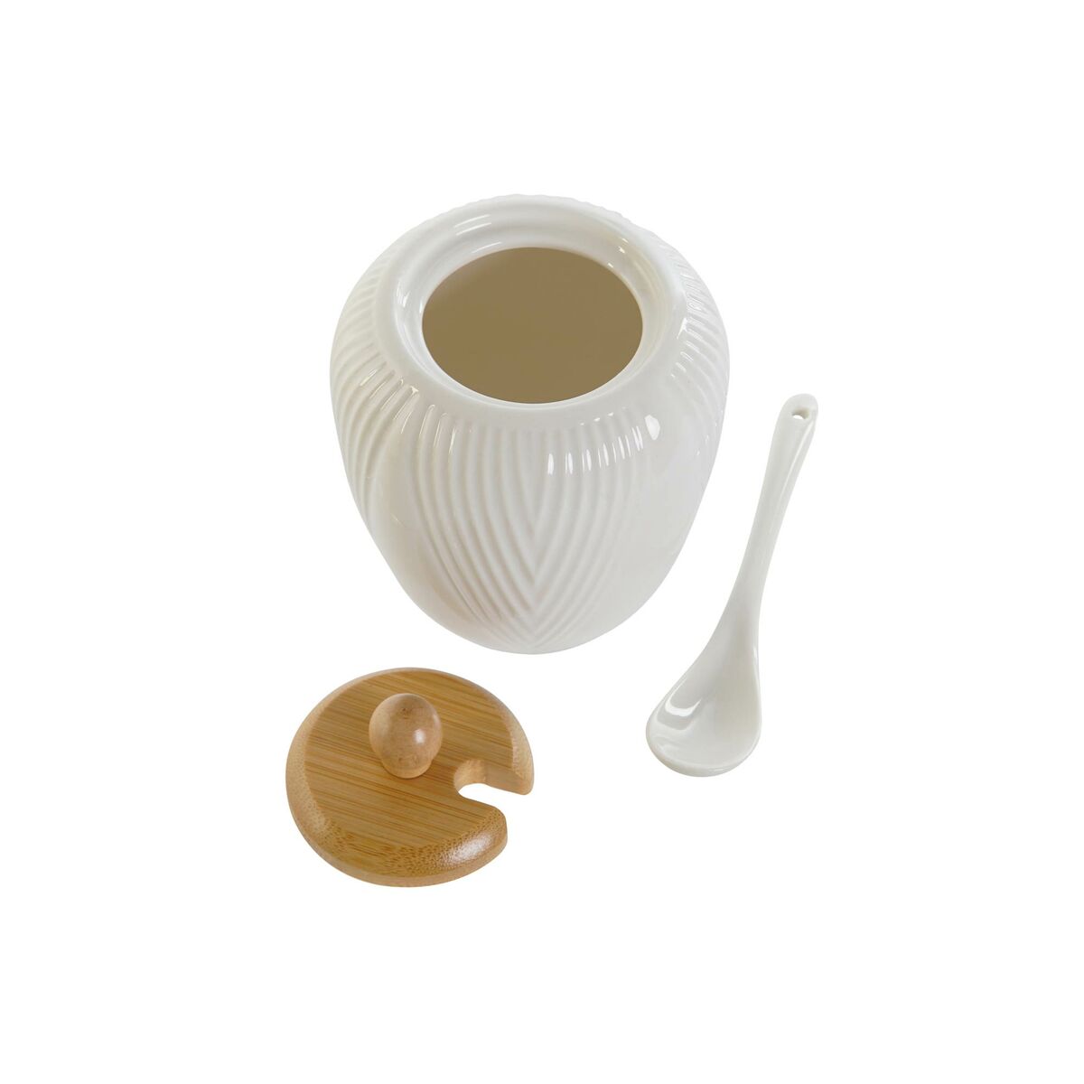Sugar Bowl DKD Home Decor White Natural Bamboo China 31 x 9 x 7 cm 4 Items-3