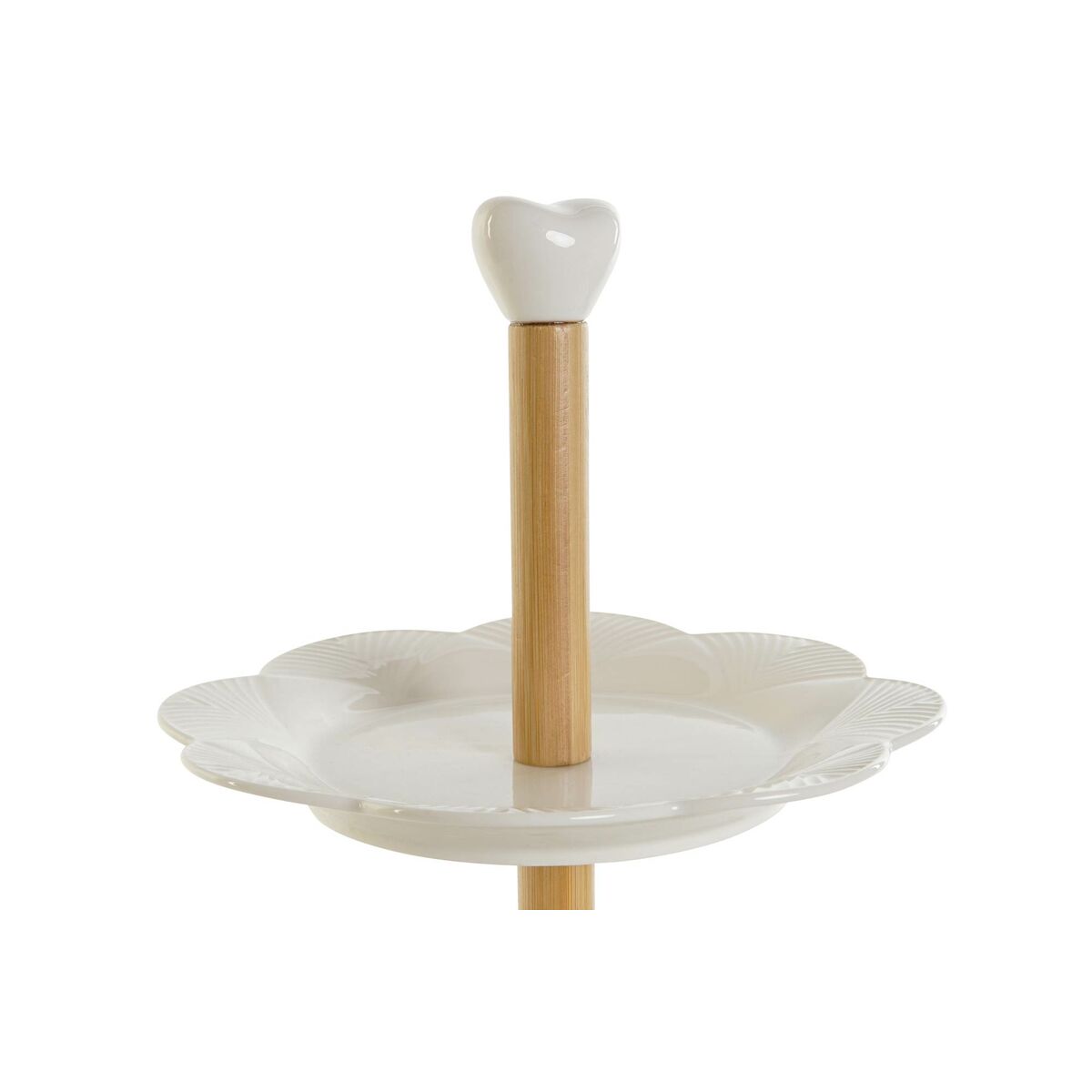 Fruit Bowl DKD Home Decor White Natural Bamboo Porcelain 25 x 25 x 34 cm-3