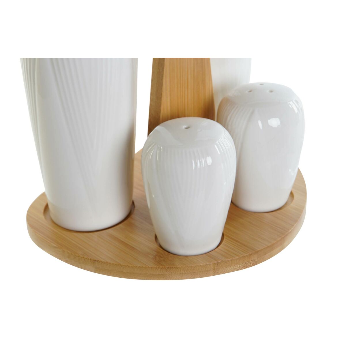 DKD Home Decor Spice & Dressing Set White Natural Bamboo China 18 x 15 x 20 cm 5 Items-2