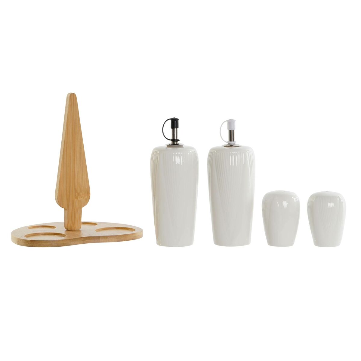 DKD Home Decor Spice & Dressing Set White Natural Bamboo China 18 x 15 x 20 cm 5 Items-4