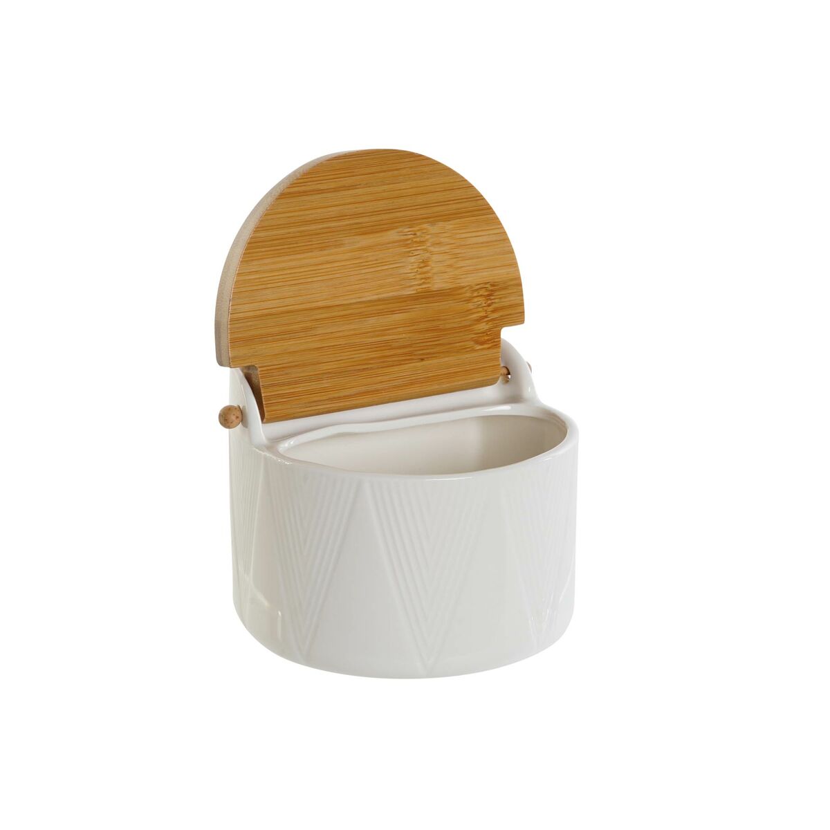 Salt shaker with lid DKD Home Decor White Natural Bamboo Porcelain 12 x 10 x 11 cm-2