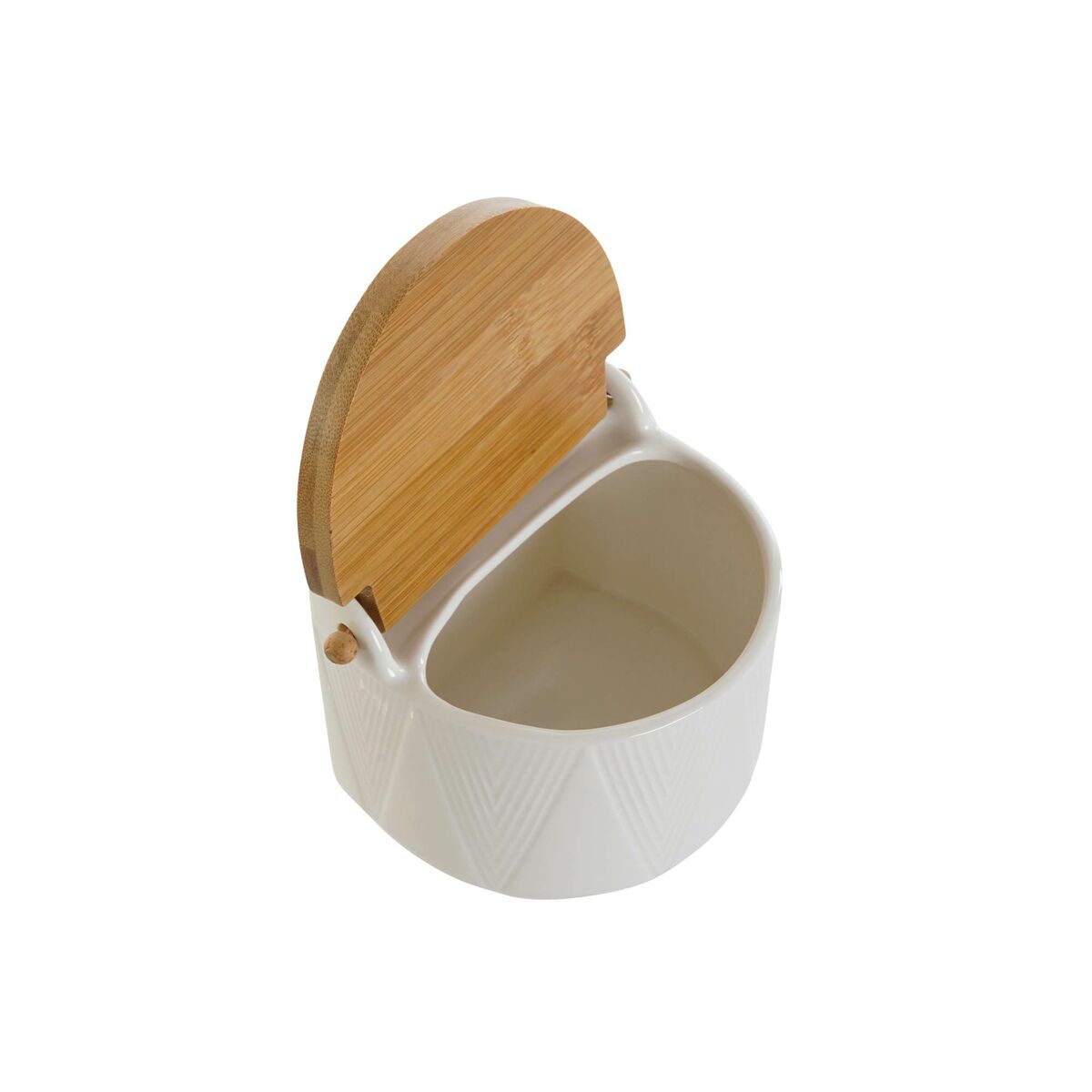 Salt shaker with lid DKD Home Decor White Natural Bamboo Porcelain 12 x 10 x 11 cm-3