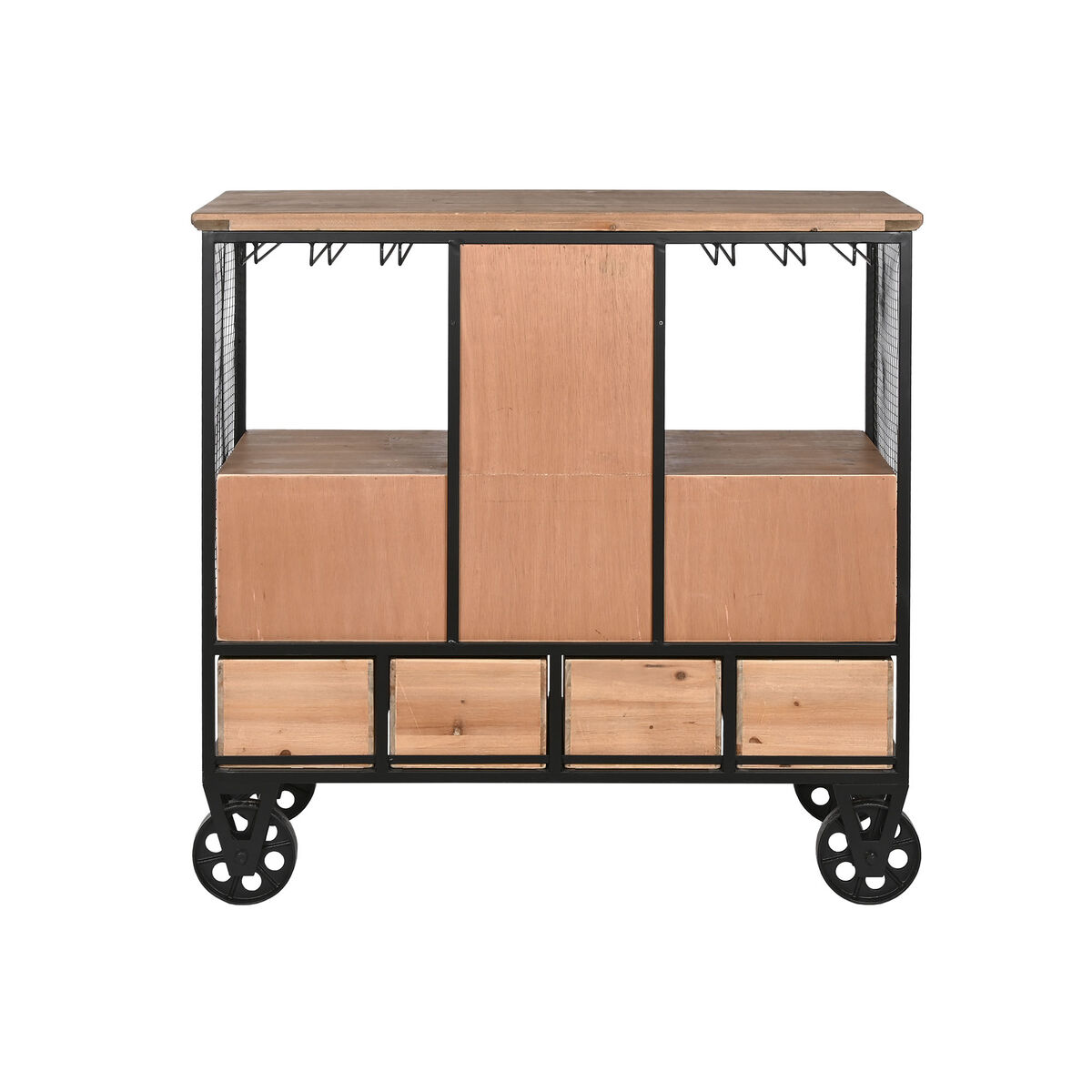 Şişe Standı Home ESPRIT Kahverengi Siyah Metal Ladin 94 x 37 x 91 cm-2