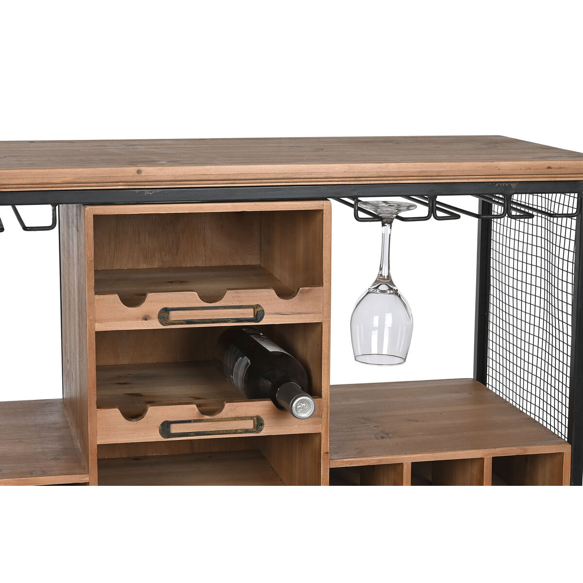 Şişe Standı Home ESPRIT Kahverengi Siyah Metal Ladin 94 x 37 x 91 cm-4